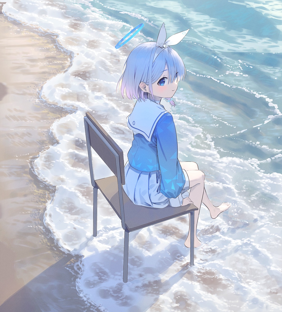 arona_(blue_archive), blue_archive, halo, seifuku, wasabi60, wet
