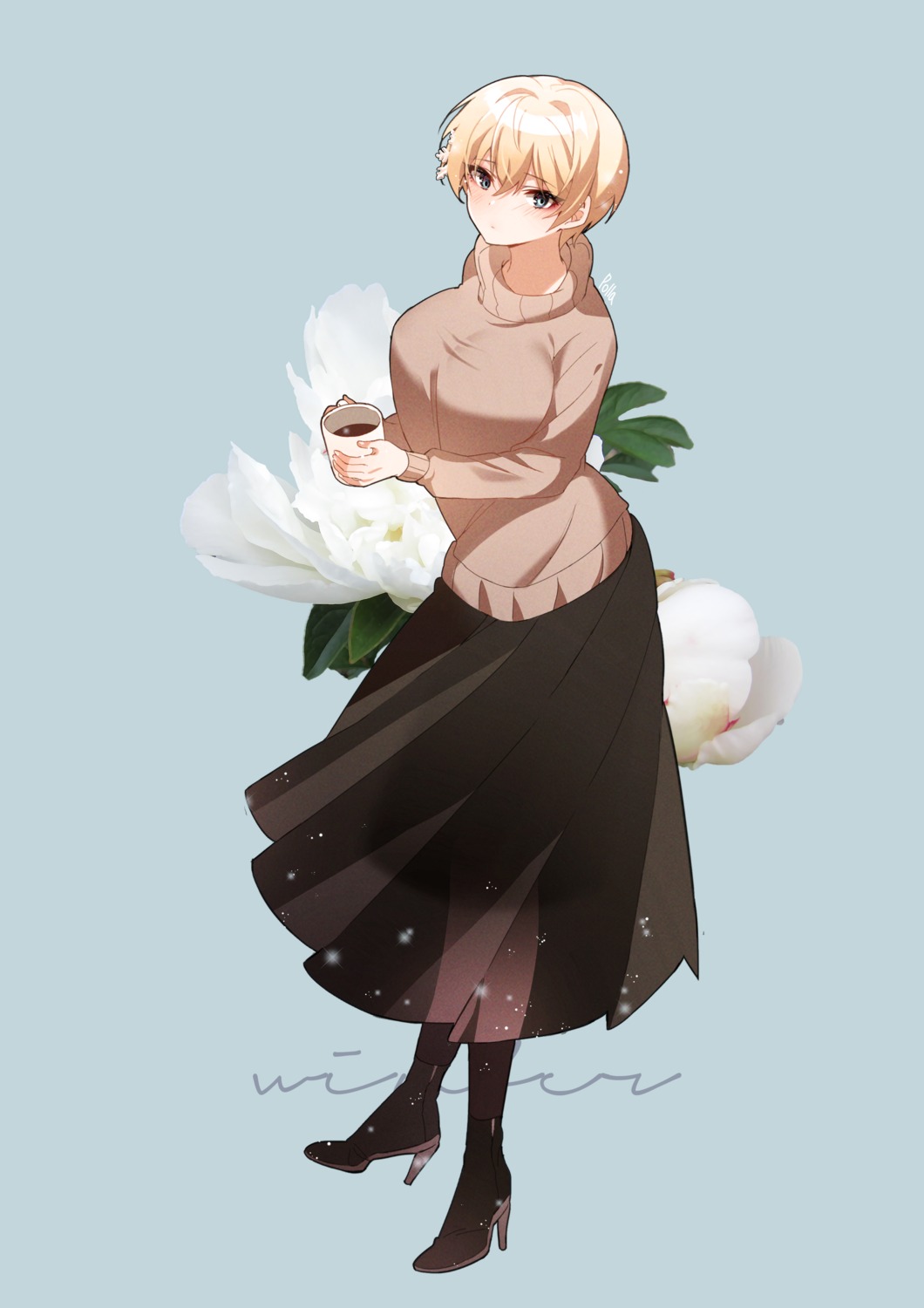 girls_frontline, heels, pantyhose, polla, see_through, sweater, vsk-94_(girls_frontline)