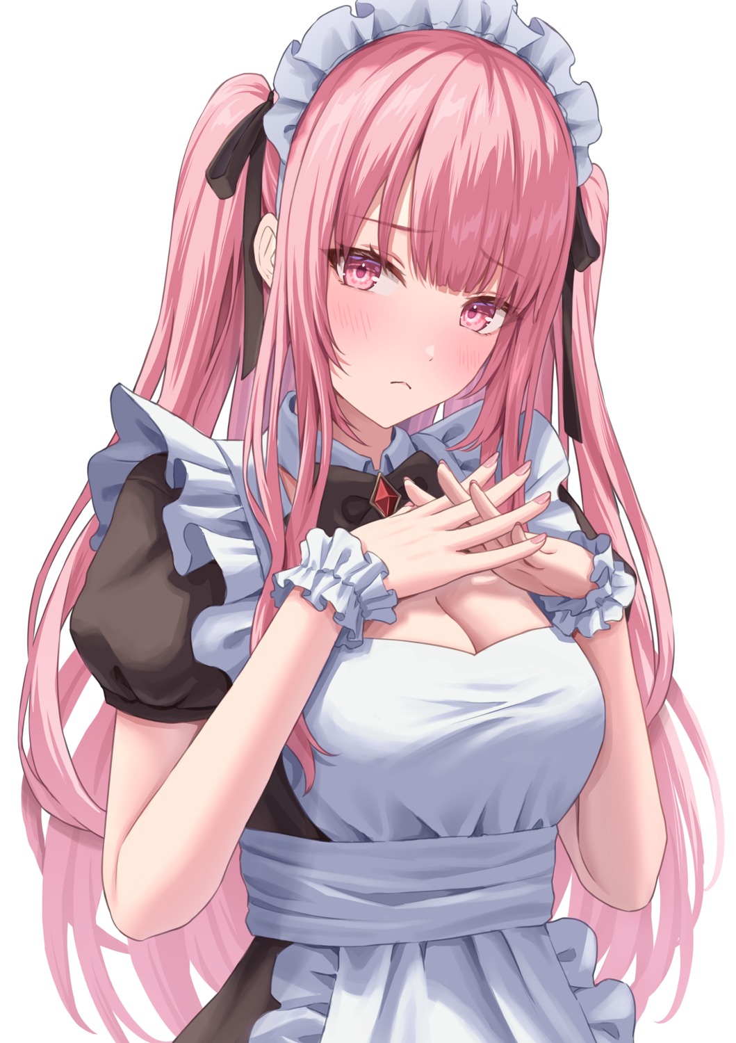 cleavage, hololive, hololive_english, maid, mori_calliope, simoumi_217