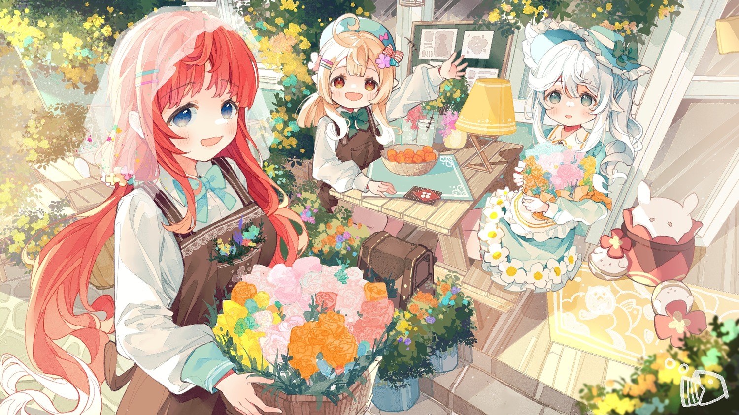 dress, genshin_impact, klee, lolita_fashion, nahida, nilou, pointy_ears, wallpaper