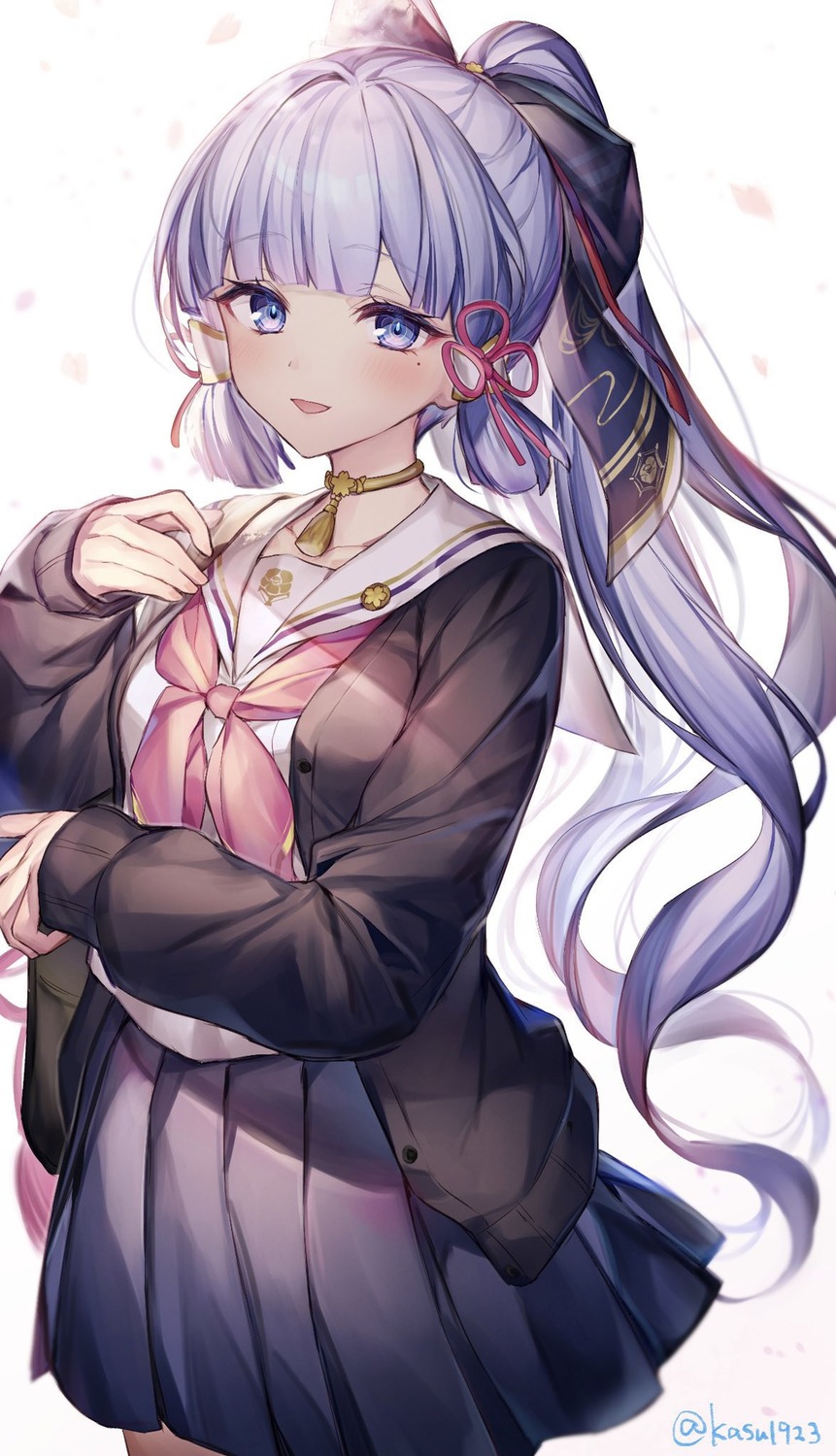 genshin_impact, kamisato_ayaka, komeshiro_kasu, seifuku, sweater