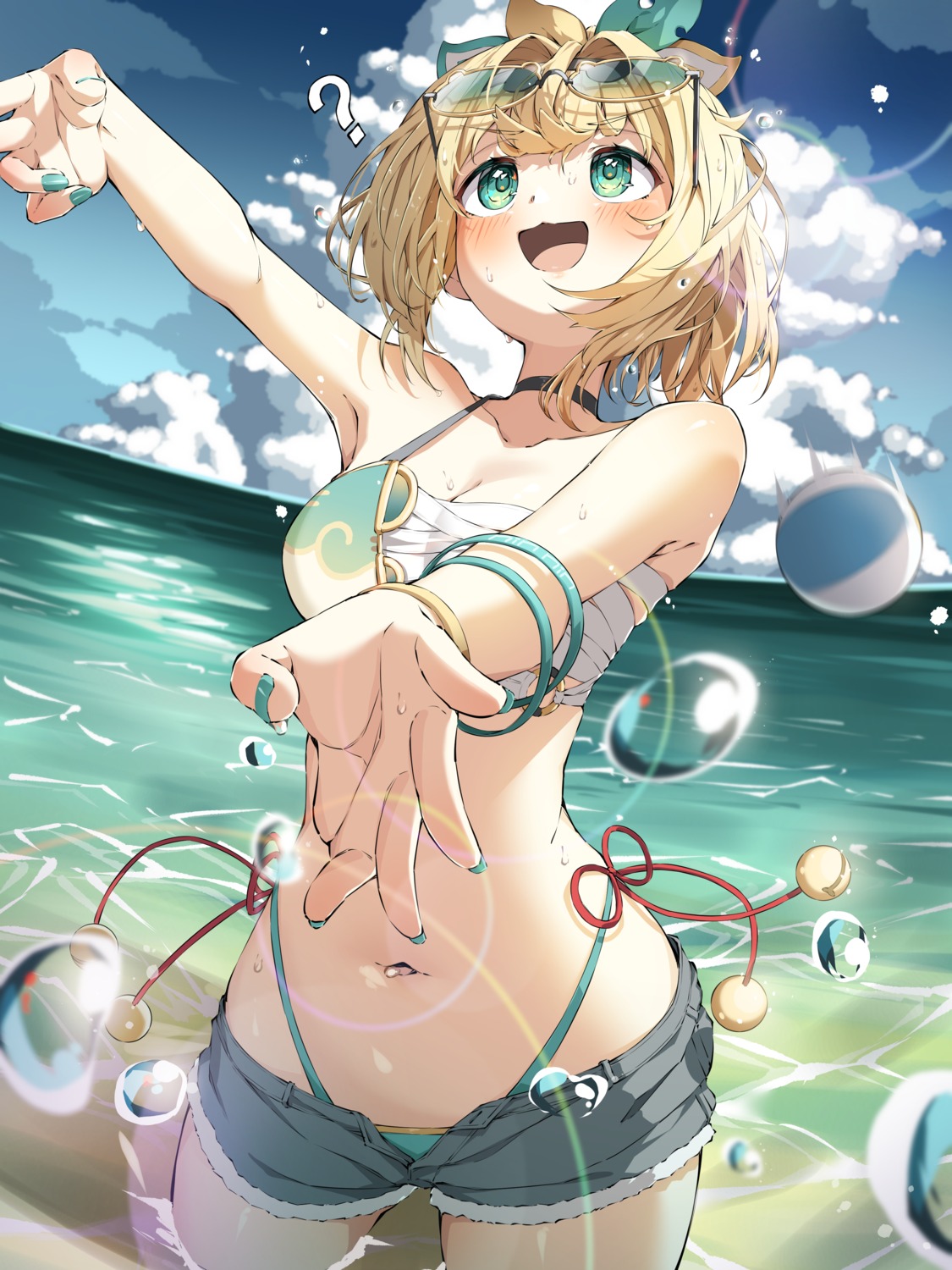 ama_rei, bikini, hololive, kazama_iroha, megane, sarashi, swimsuits, wet