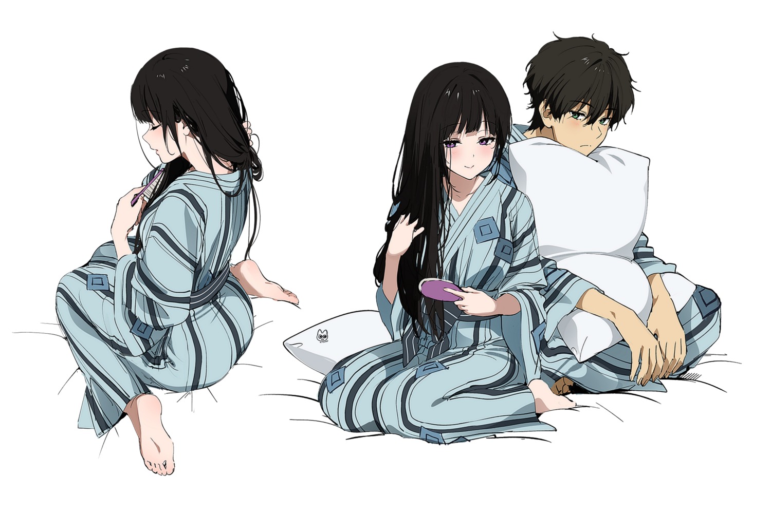 chitanda_eru, hyouka, mery_(yangmalgage), oreki_houtarou, yukata