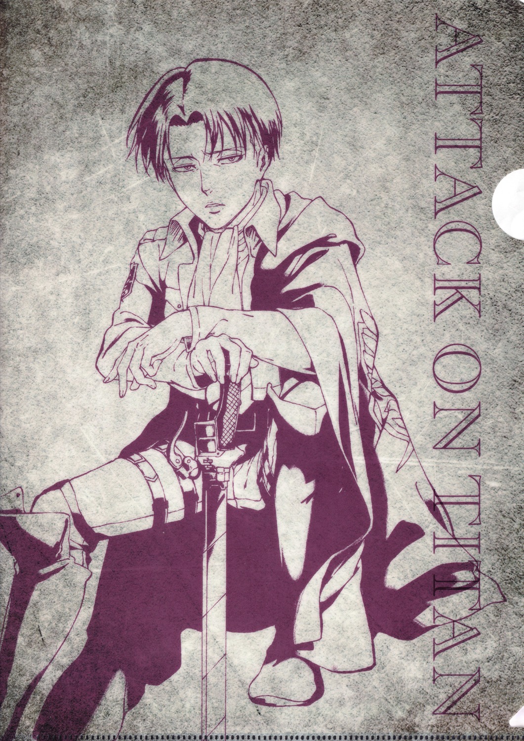isayama_hajime, levi_ackerman, male, monochrome, shingeki_no_kyojin, sword, uniform