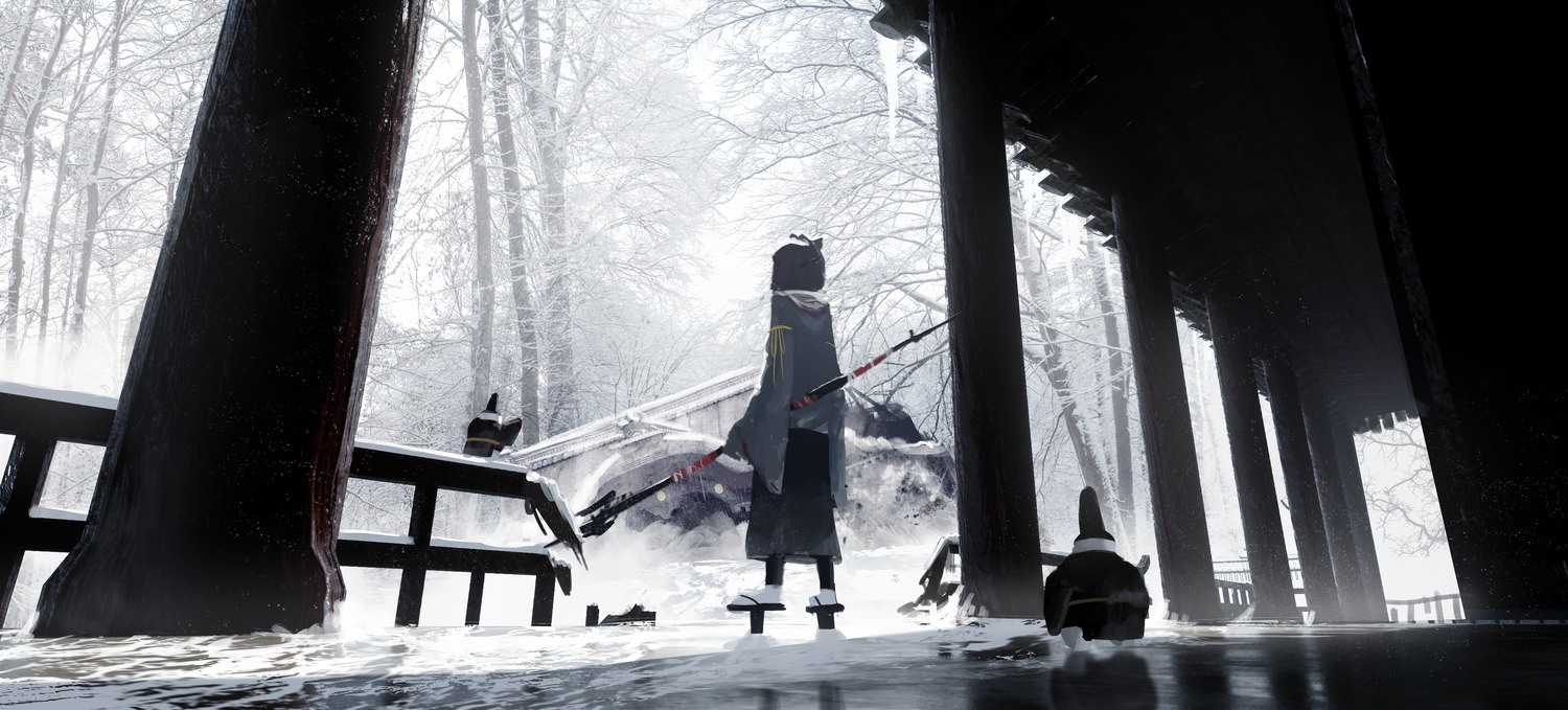 asteroid_ill, japanese_clothes, landscape, sclera_(asteroid_ill), weapon