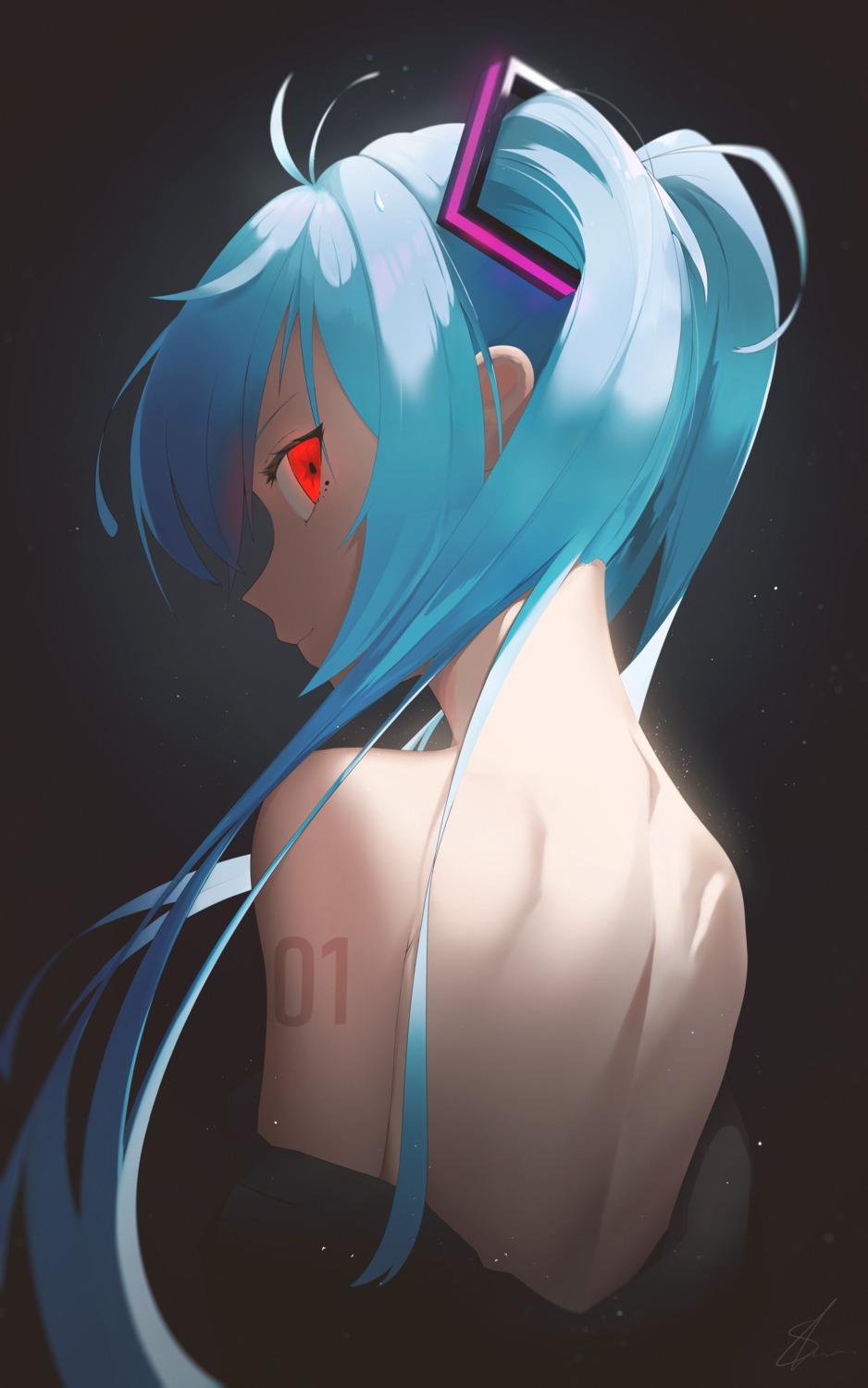 hatsune_miku, kikiis_art, no_bra, tattoo, vocaloid