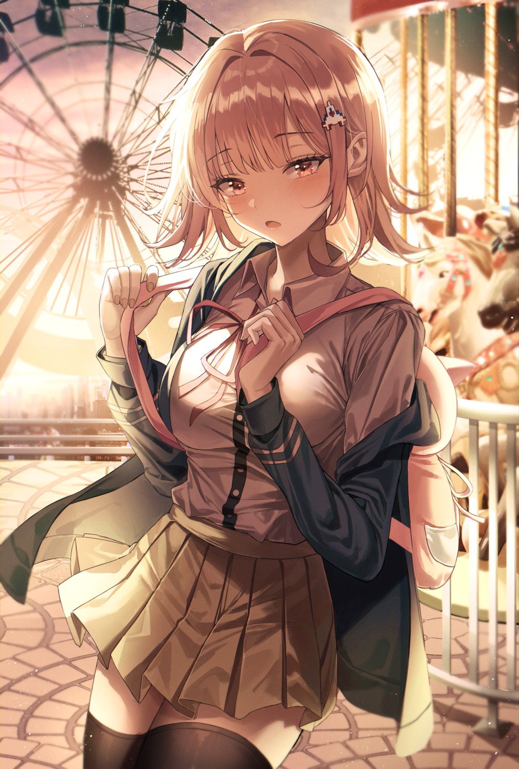 dangan-ronpa, jjuha6, nanami_chiaki, seifuku, thighhighs