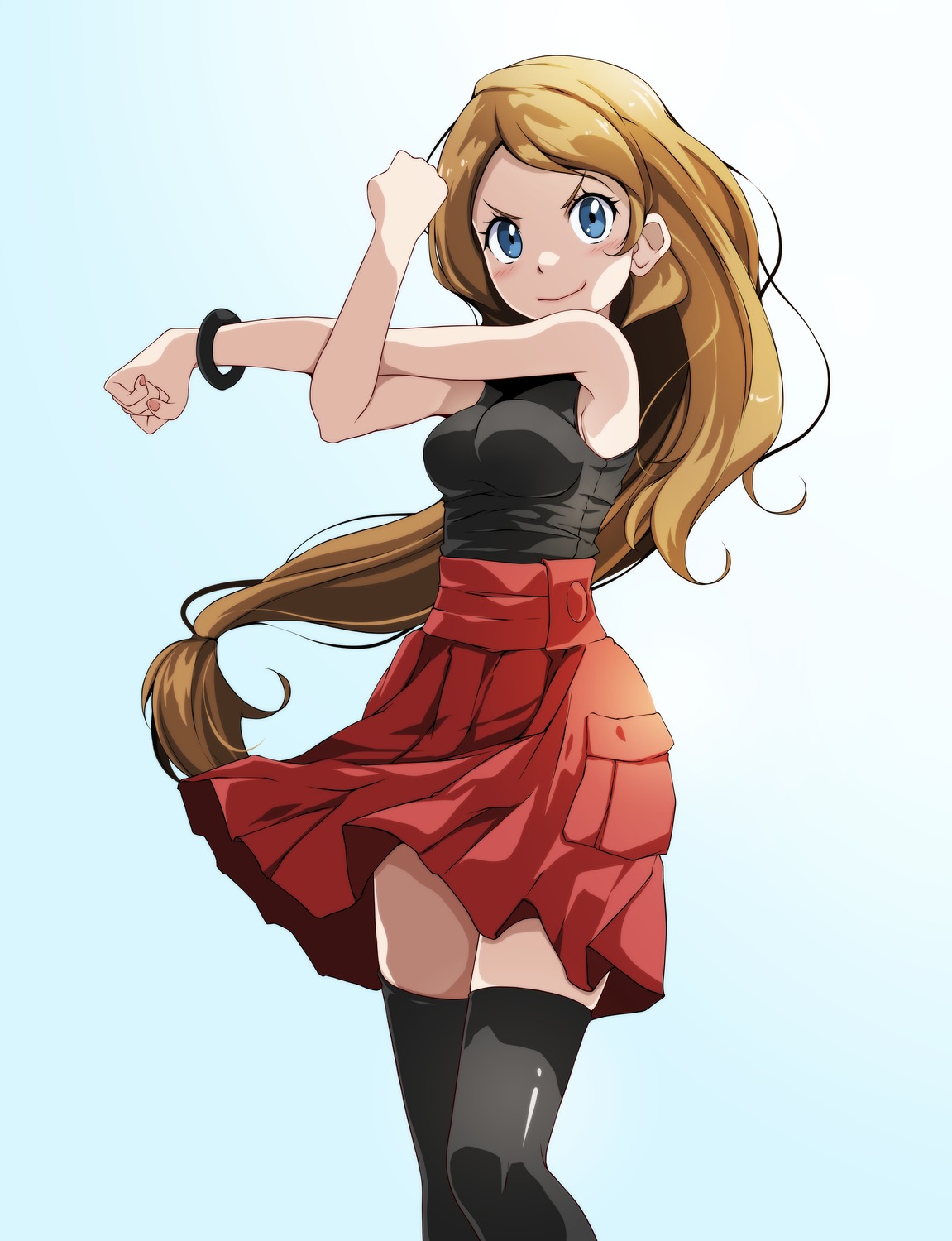pokemon, pokemon_xy, serena_(pokemon), skirt_lift, thighhighs, tsukishiro_saika
