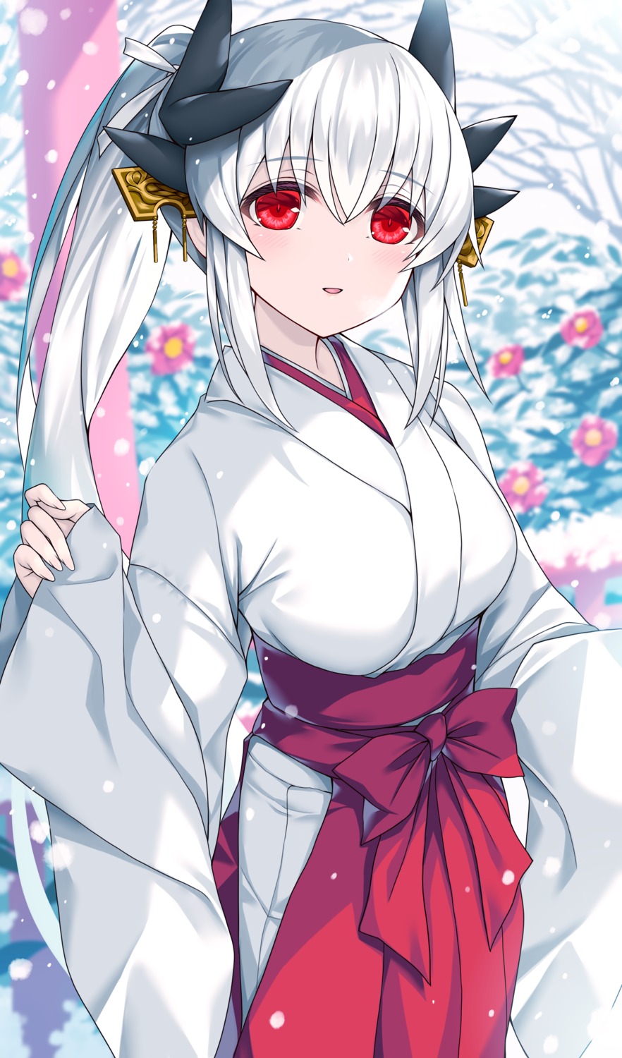 fate/grand_order, horns, kiyohime_(fate), miko, morizono_shiki