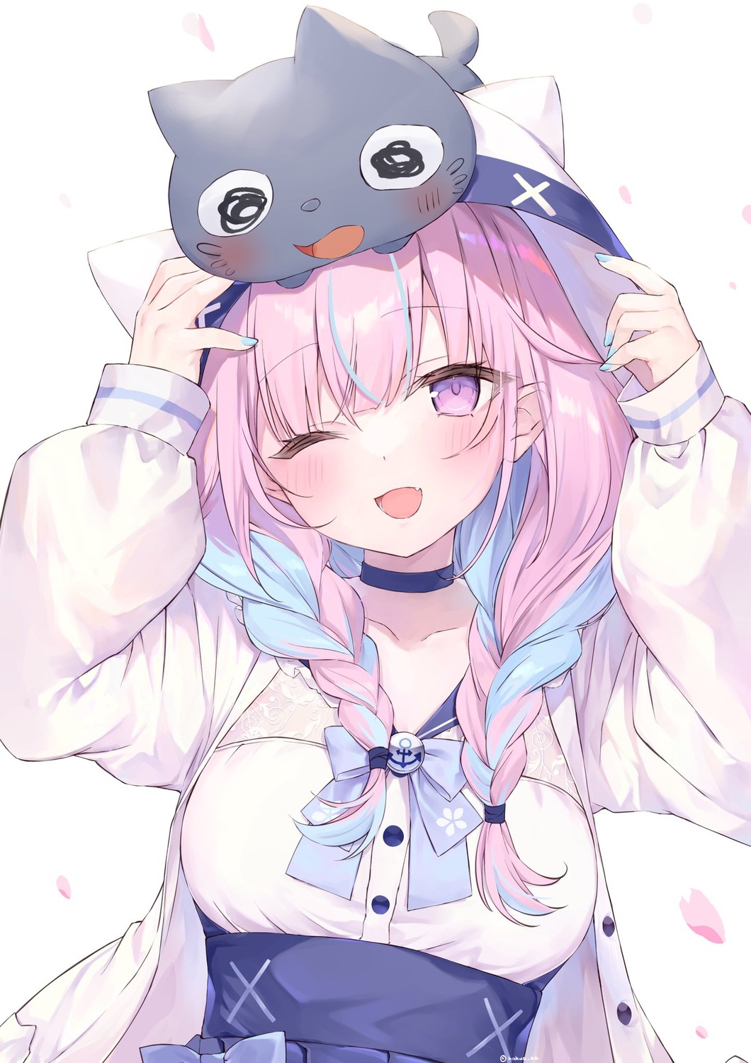 animal_ears, hakua, hololive, minato_aqua, neko, seifuku