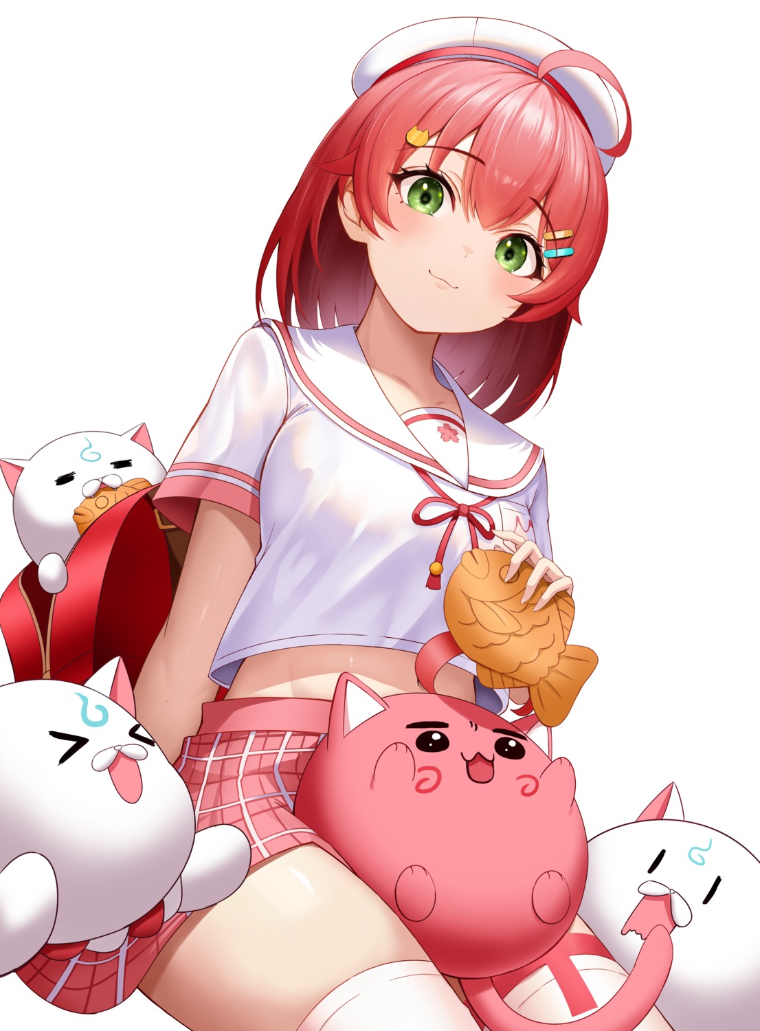 hololive, roina, sakura_miko, seifuku, thighhighs