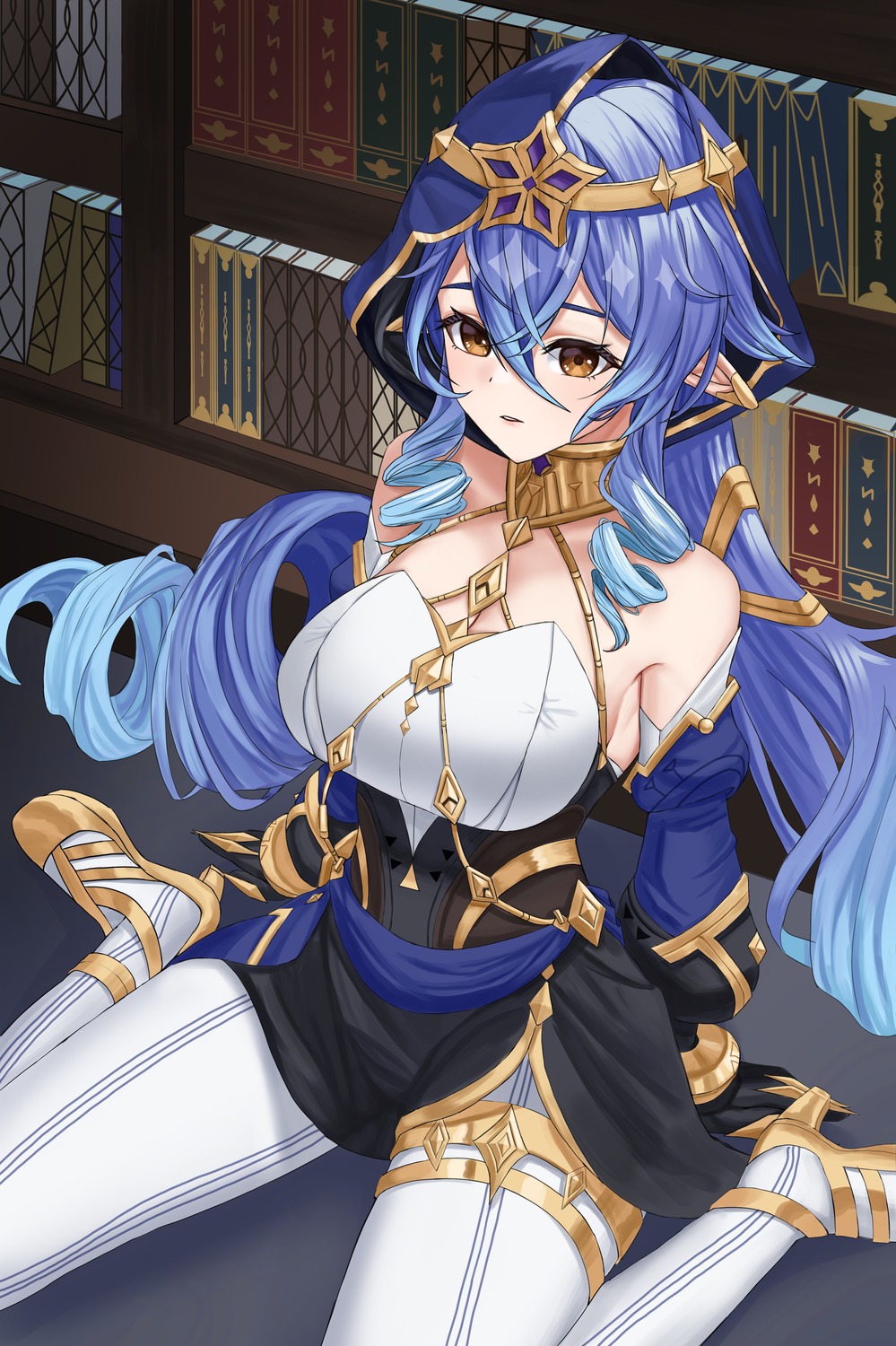 garter, genshin_impact, heels, layla_(genshin_impact), nyanbutter, pantyhose, pointy_ears