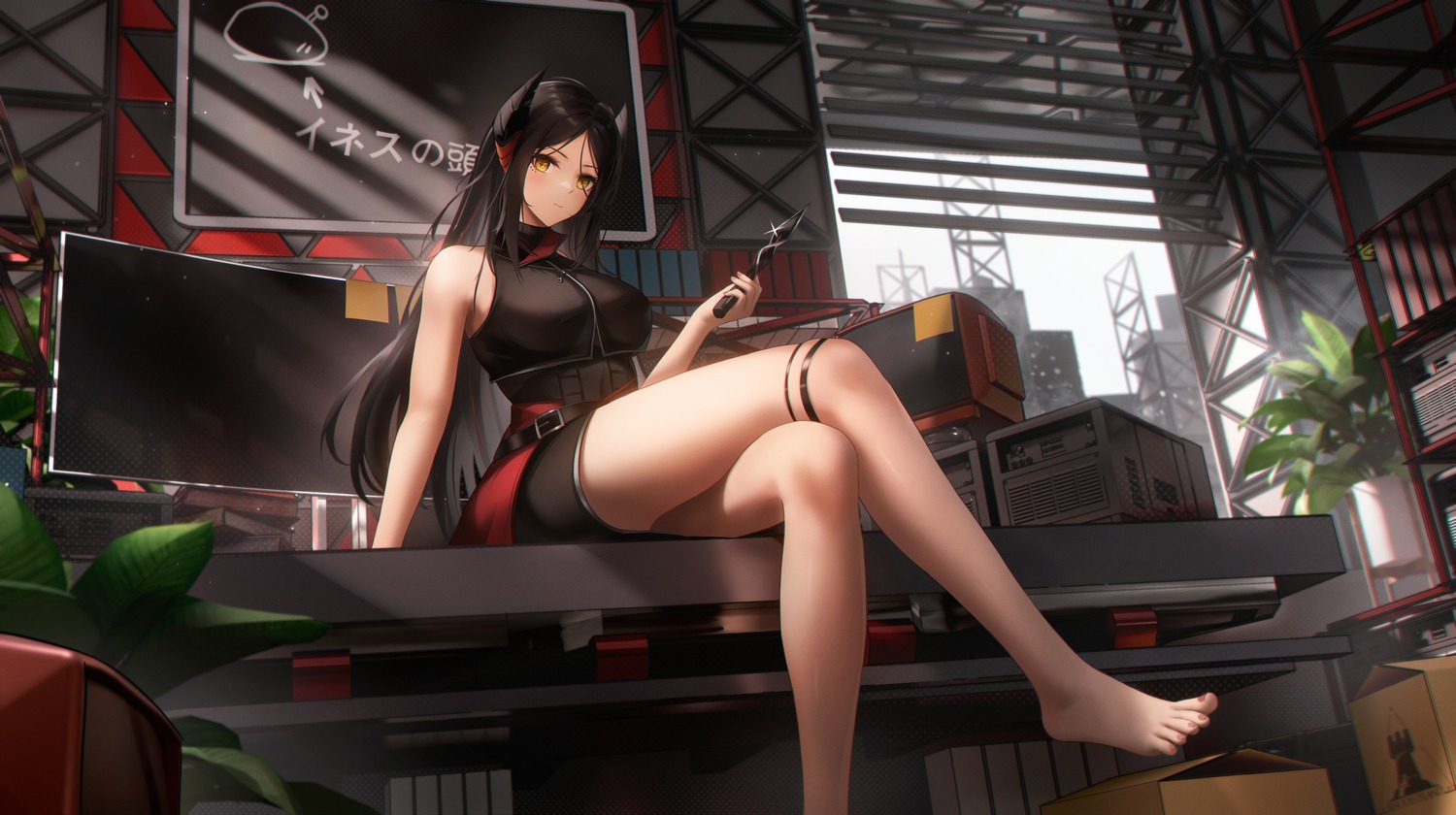 arknights, garter, horns, ines_(arknights), lingse