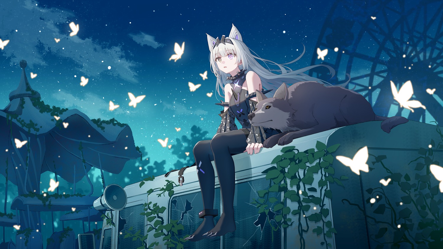 animal_ears, armor, garter, heterochromia, mimengfeixue, no.21, punishing:_gray_raven, wallpaper