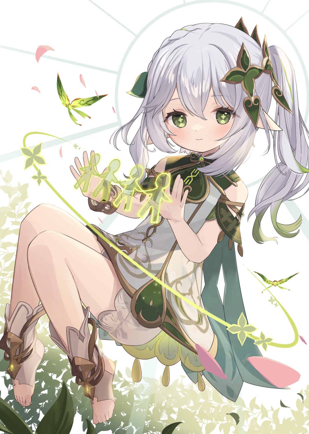 dress, genshin_impact, goma_(u_p), nahida, pointy_ears, skirt_lift