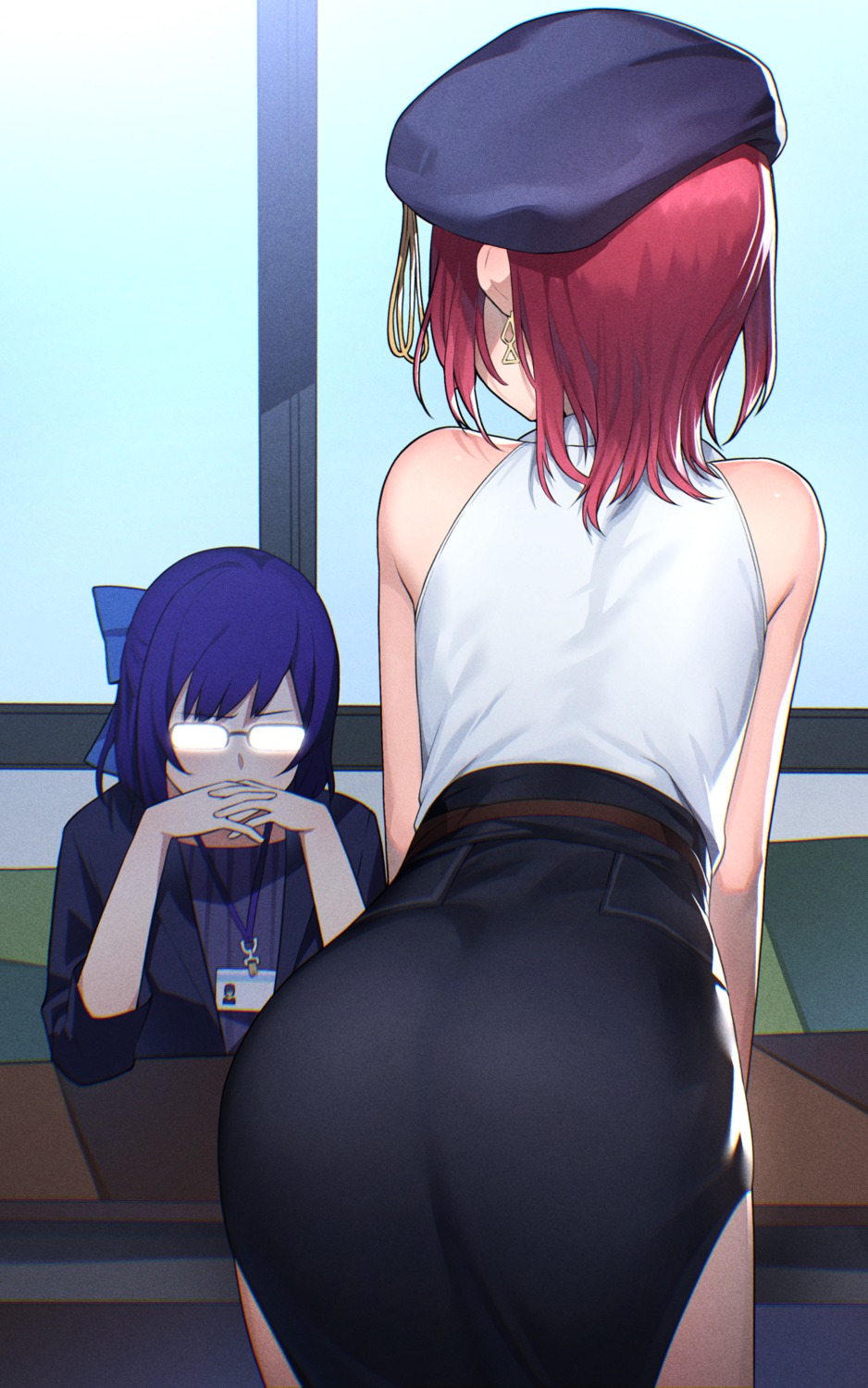 a-chan_(hololive), ass, bingsardina, hololive, houshou_marine, megane
