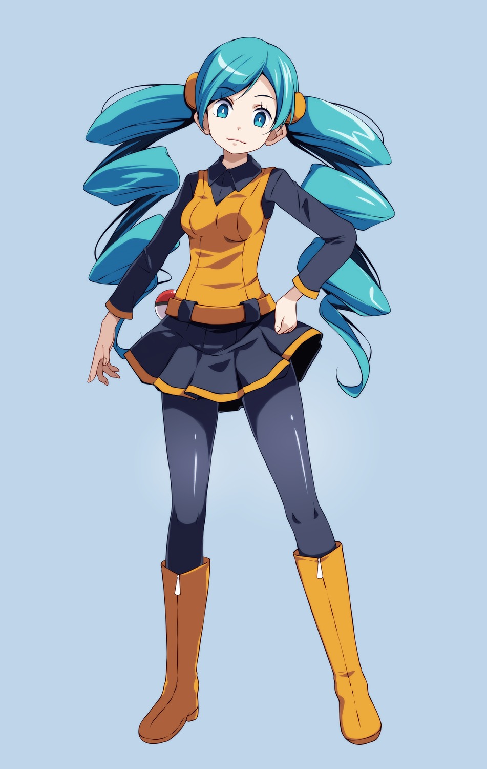 ace_trainer_(pokemon), pantyhose, pokemon, pokemon_b2w2, pokemon_bw, skirt_lift, sweater, tsukishiro_saika