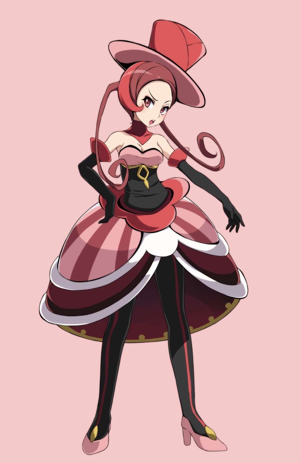 cleavage, dress, heels, lajournee_(pokemon), no_bra, pantyhose, pokemon, pokemon_oras, pokemon_xy, tsukishiro_saika