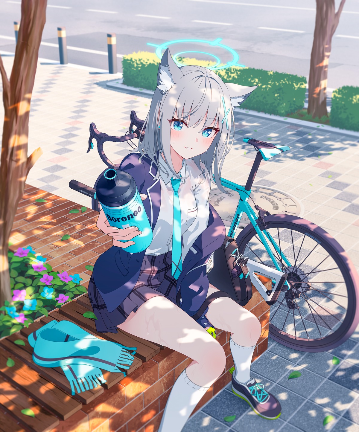 animal_ears, blue_archive, halo, nekomimi, rankebu, see_through, seifuku, sunaookami_shiroko