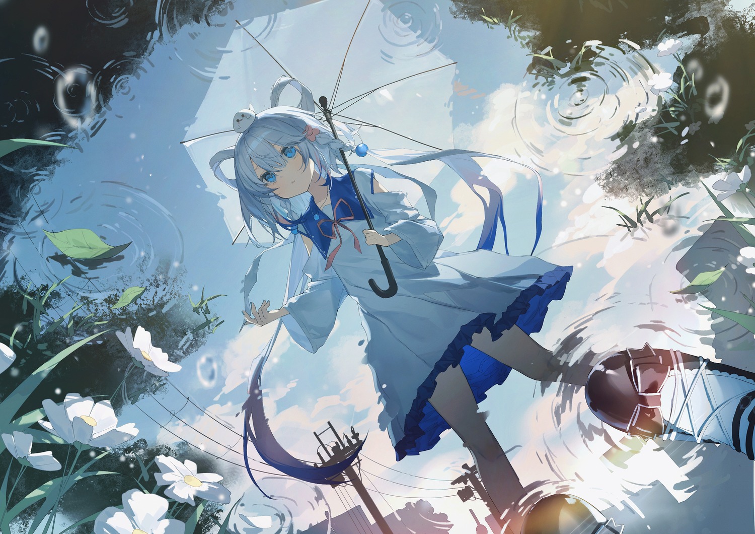 dress, kiduki, umbrella