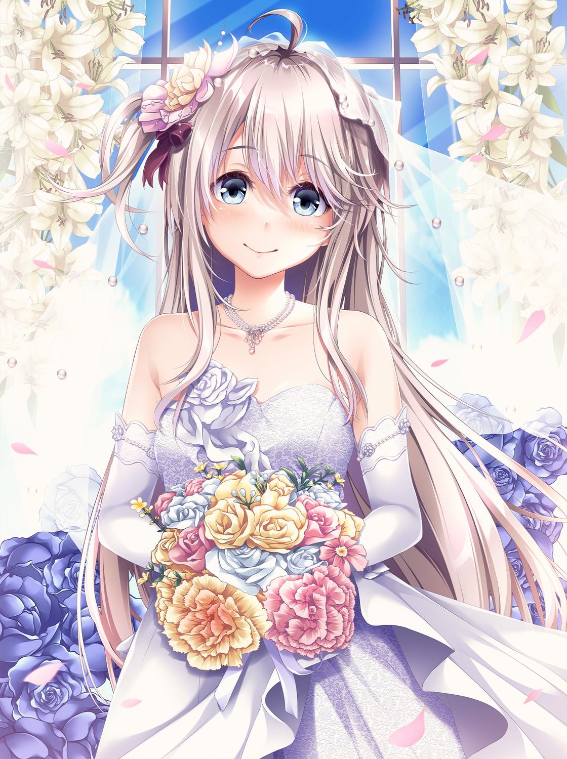 chigasaki_anzu, dakikano, dress, kurono_mitsuki, no_bra, wedding_dress