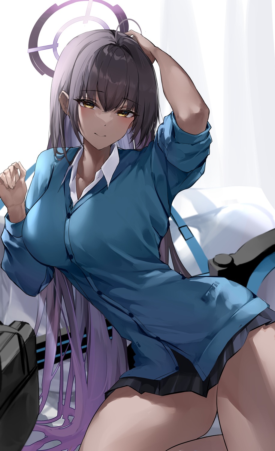 blue_archive, halo, kakudate_karin, seifuku, sijinni, sweater