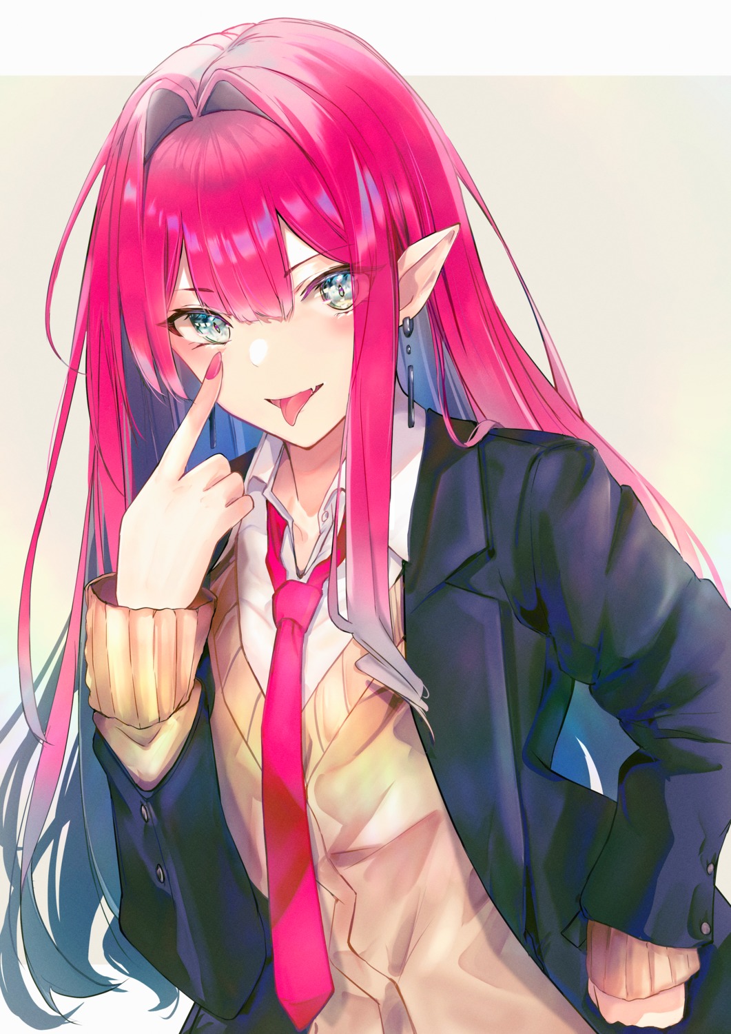baobhan_sith_(fate), fate/grand_order, pointy_ears, seifuku, sweater, yuki_haru