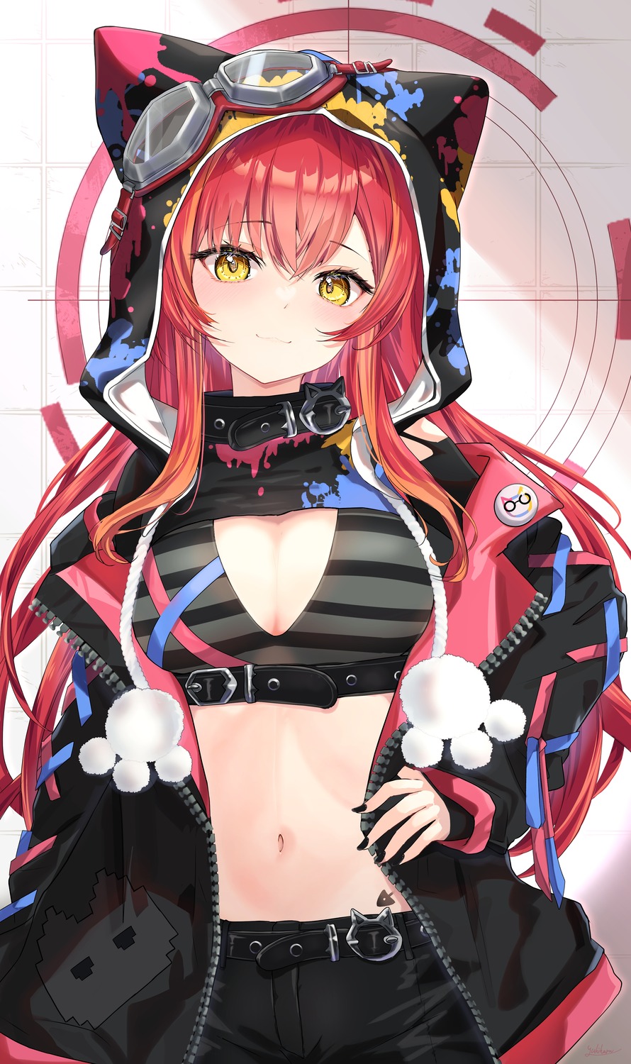 animal_ears, bra, cleavage, nekomimi, nekota_tsuna, open_shirt, vspo!, yuki_haru