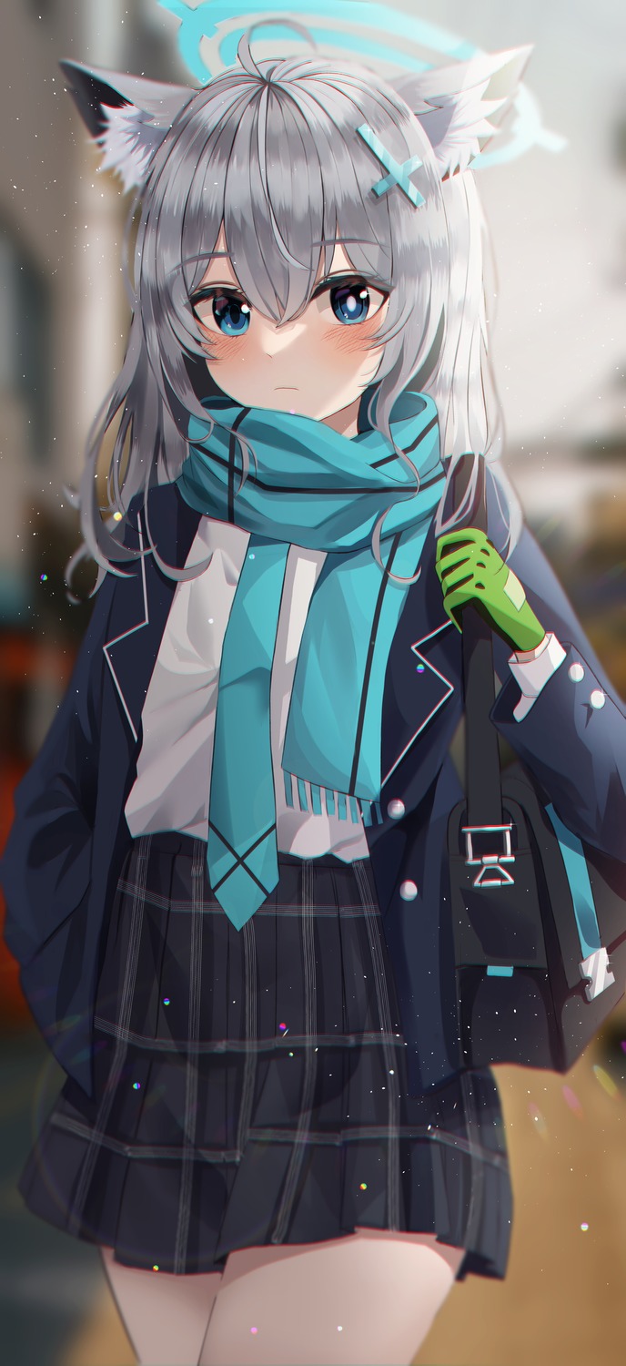 animal_ears, blue_archive, halo, kim_leeyoon, nekomimi, seifuku, sunaookami_shiroko
