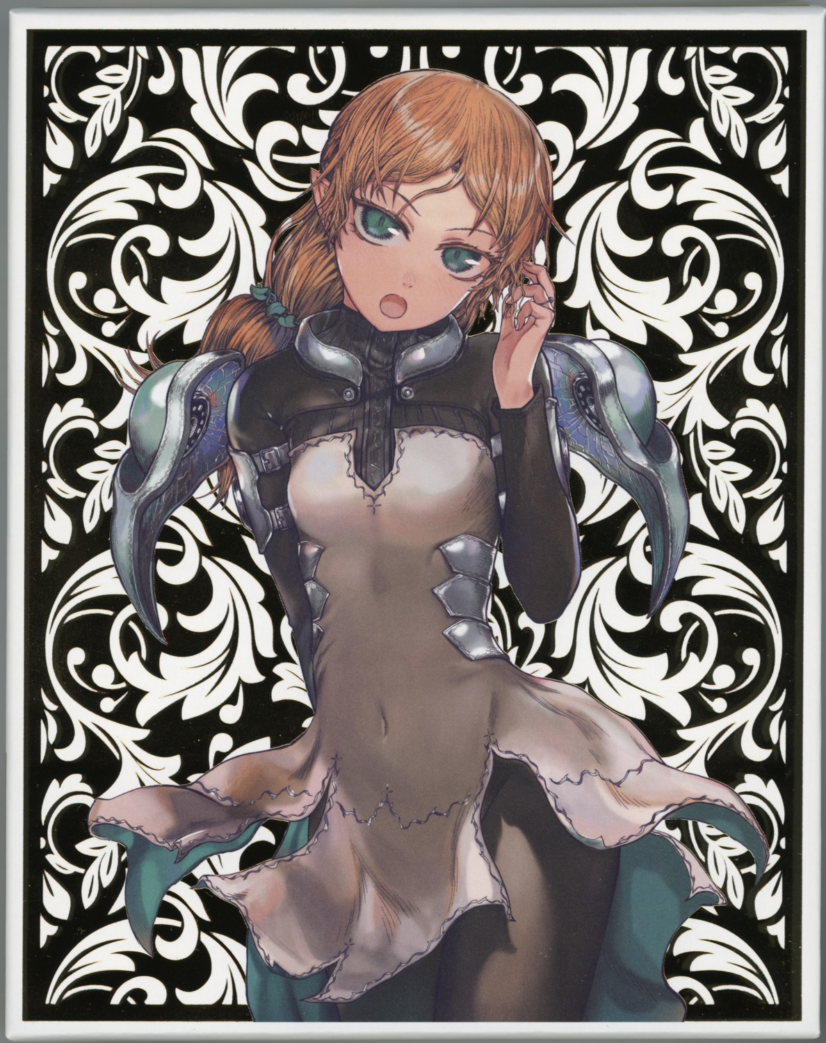 armor, dress, elf, hotondo_shindeiru, isekai_ojisan, pantyhose, pointy_ears, sui_(isekai_ojisan)