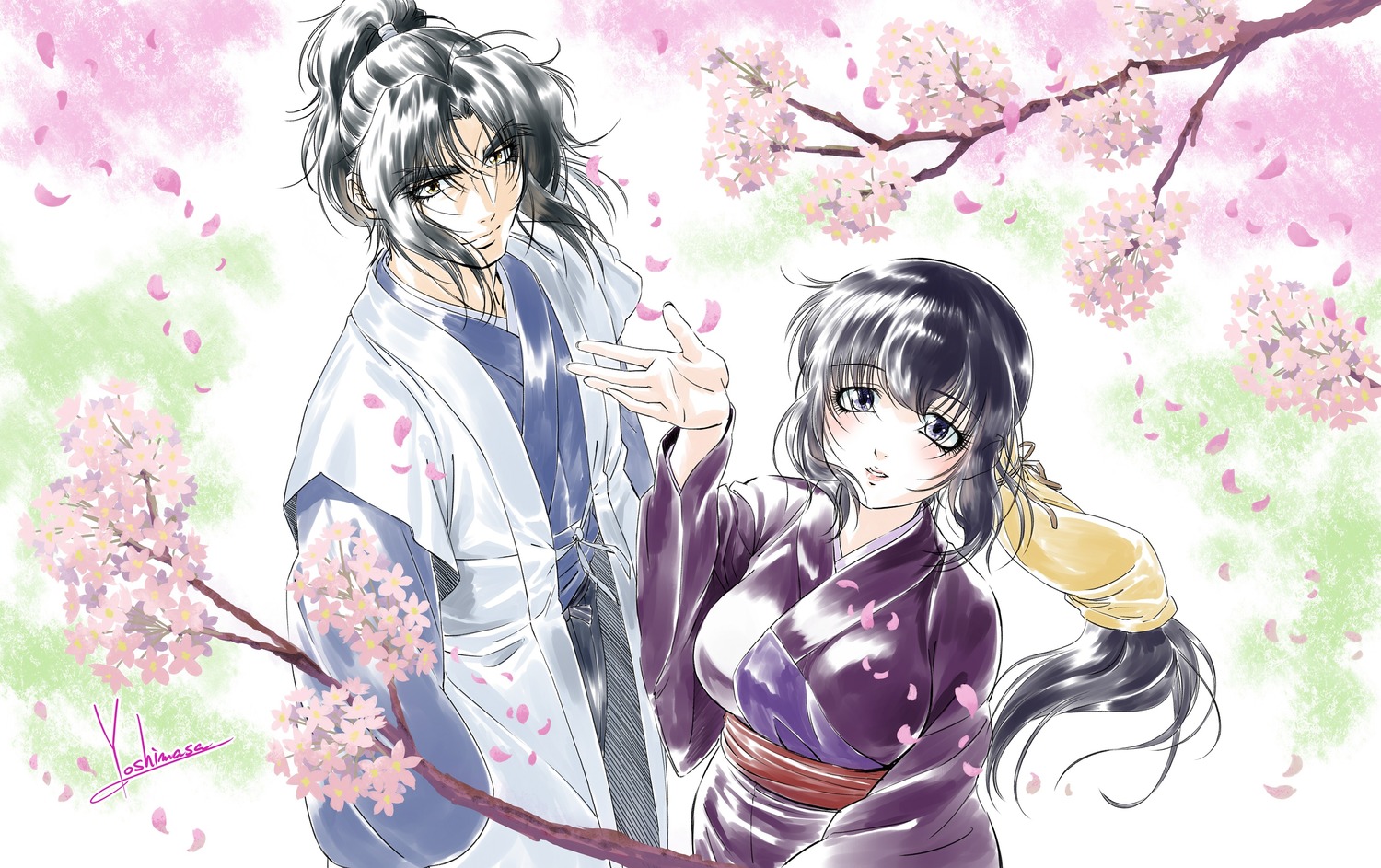 basilisk, iga_oboro, japanese_clothes, kouga_gennosuke, sketch, yoshinaga_masahiro