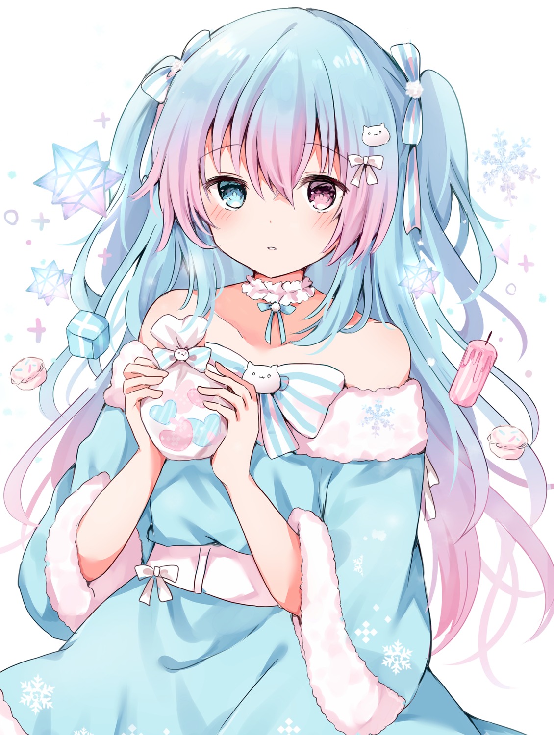 christmas, dress, heterochromia, kokoshira_0510