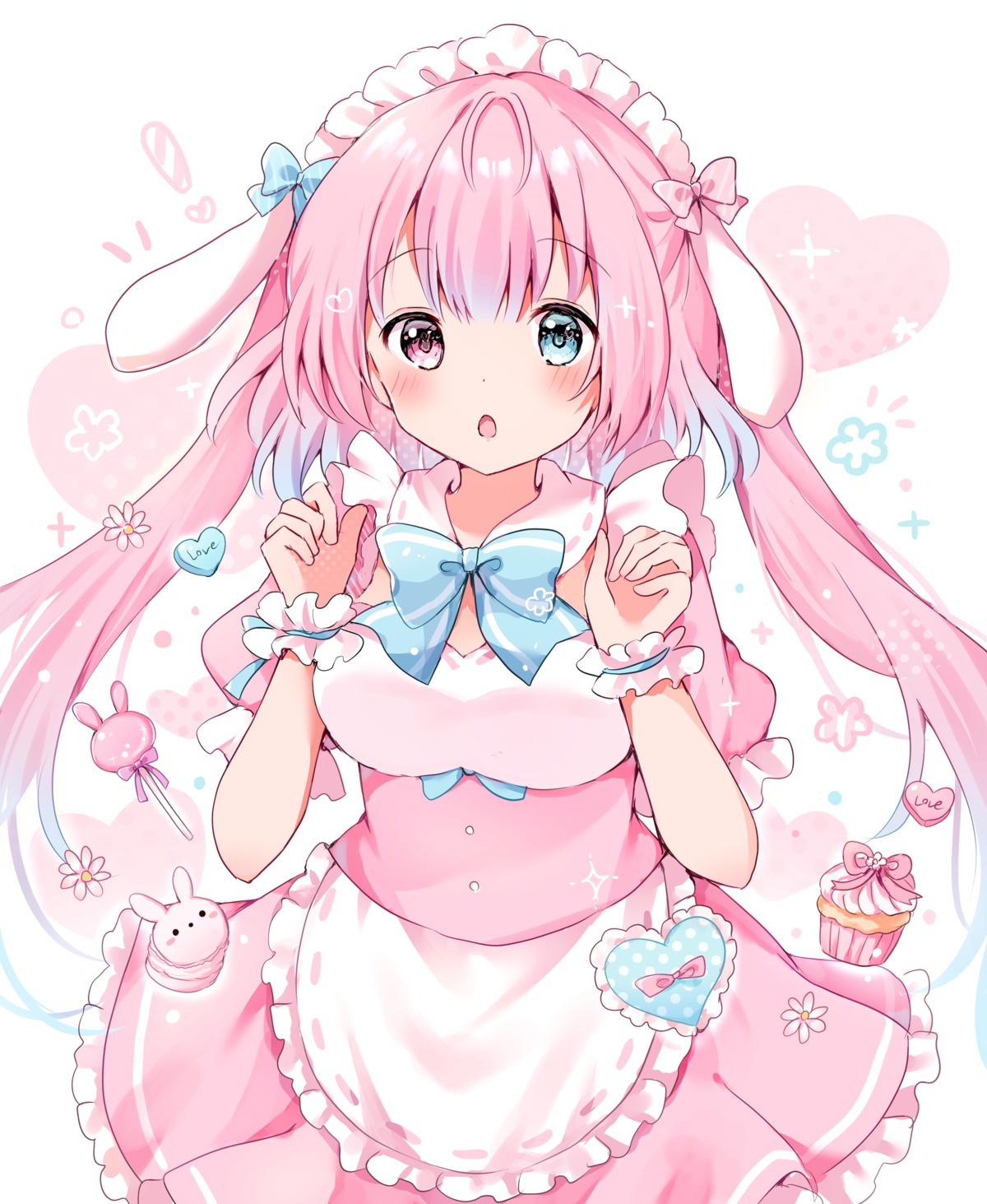 animal_ears, bunny_ears, heterochromia, kokoshira_0510, maid