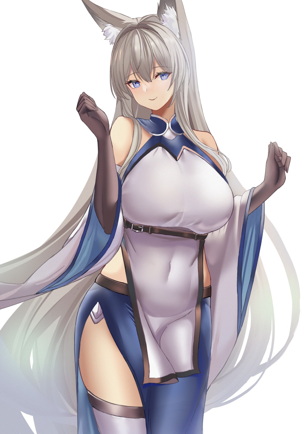 animal_ears, asian_clothes, kitsune, thighhighs, tnr_(horiko1525)