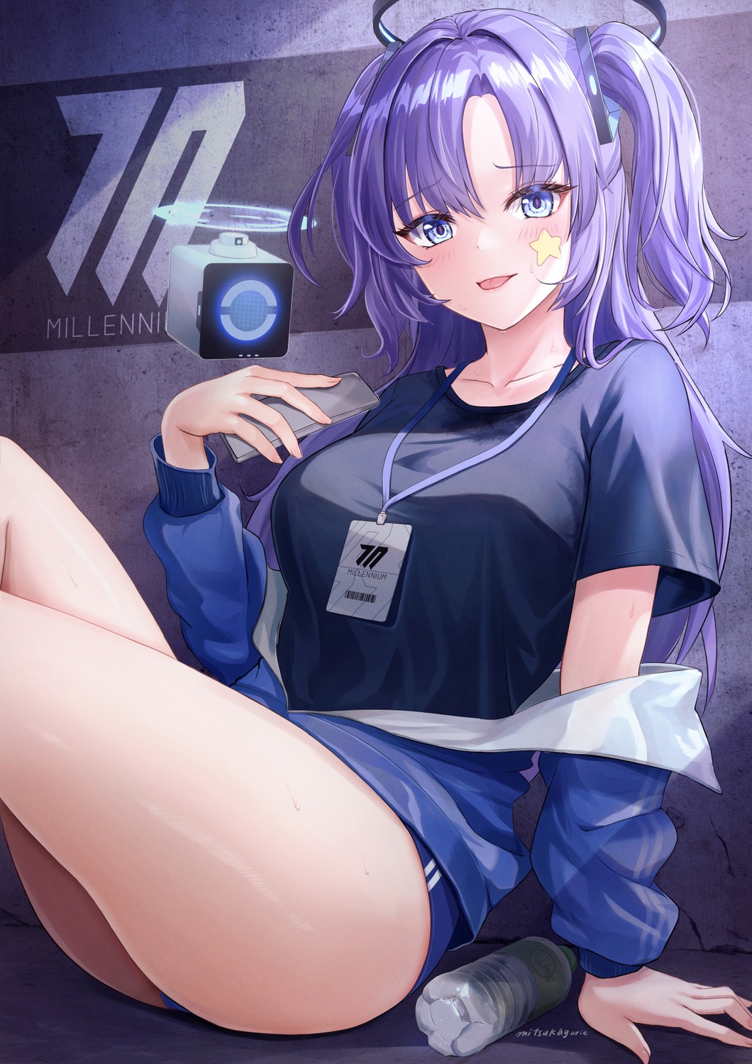 blue_archive, buruma, gym_uniform, halo, hayase_yuuka, mitsukayurie, tattoo