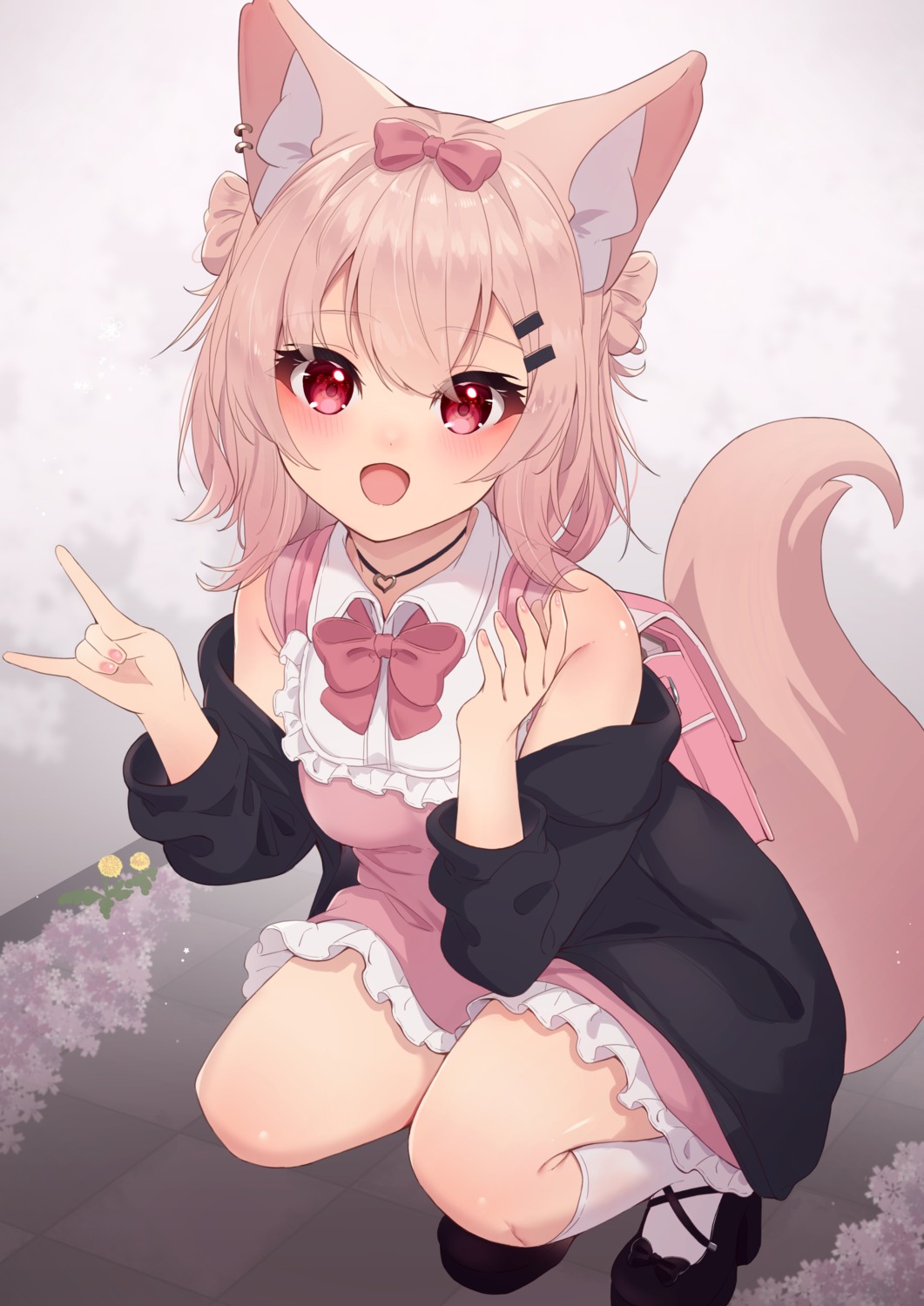 animal_ears, dress, hinata_(pixiv53862745), kitsune, tail