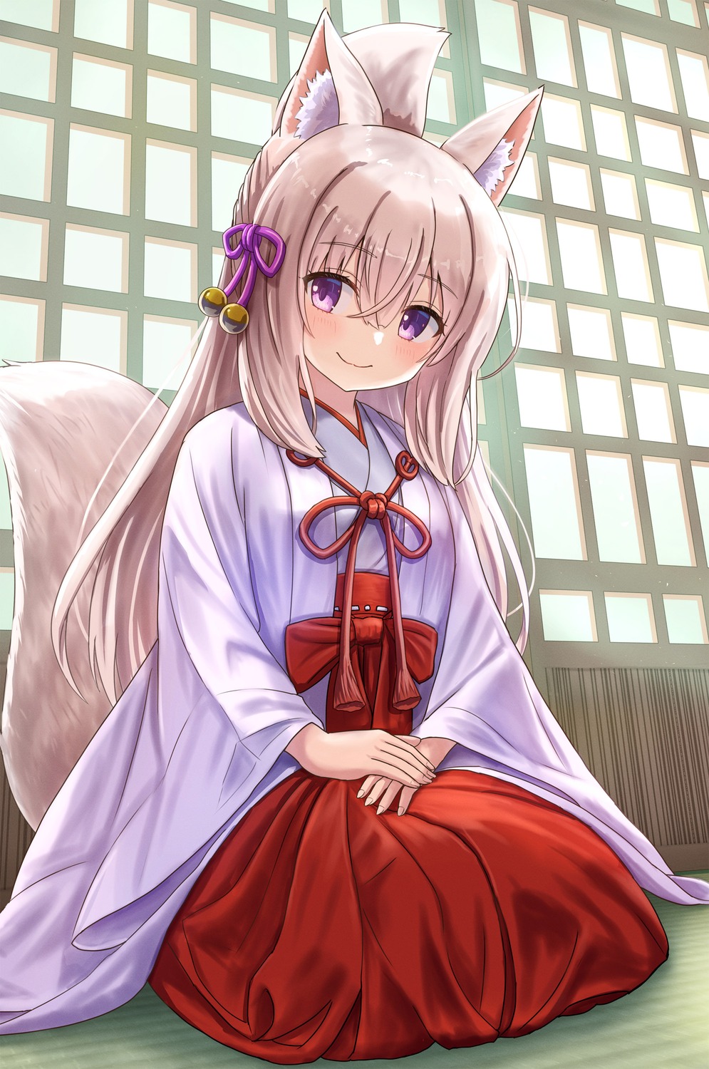 animal_ears, iroha_(iroha_matsurika), kitsune, miko, tail