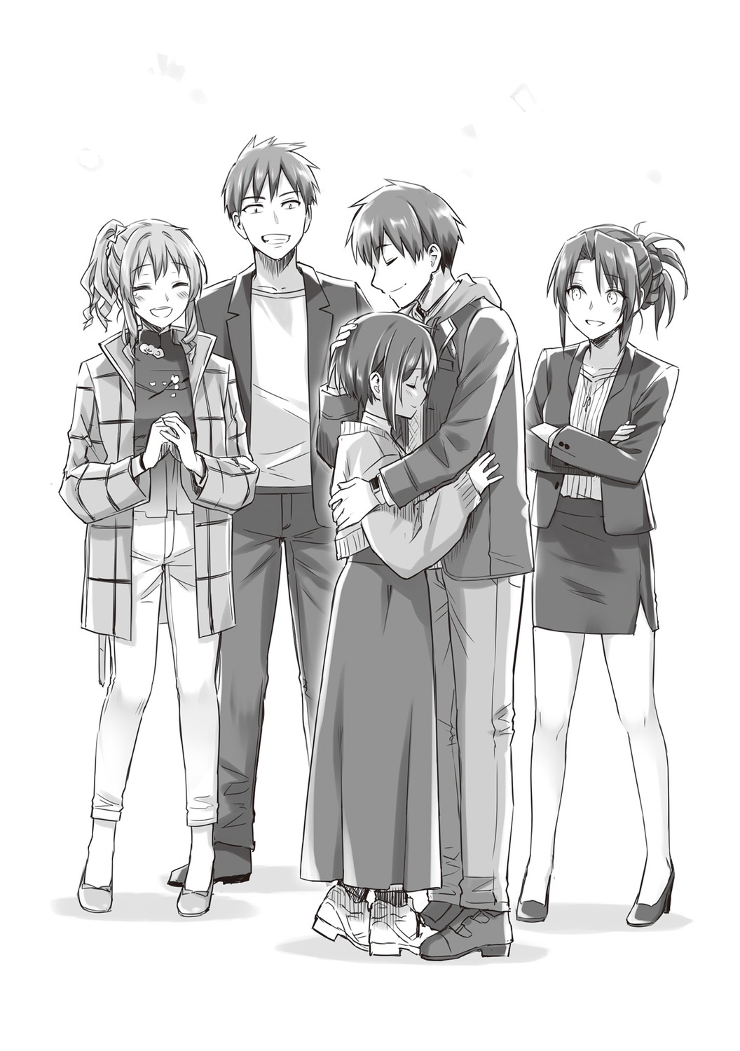 bokutachi_no_remake, business_suit, eretto, hashiba_kyouya, heels, kawasegawa_eiko, kogure_nanako, monochrome