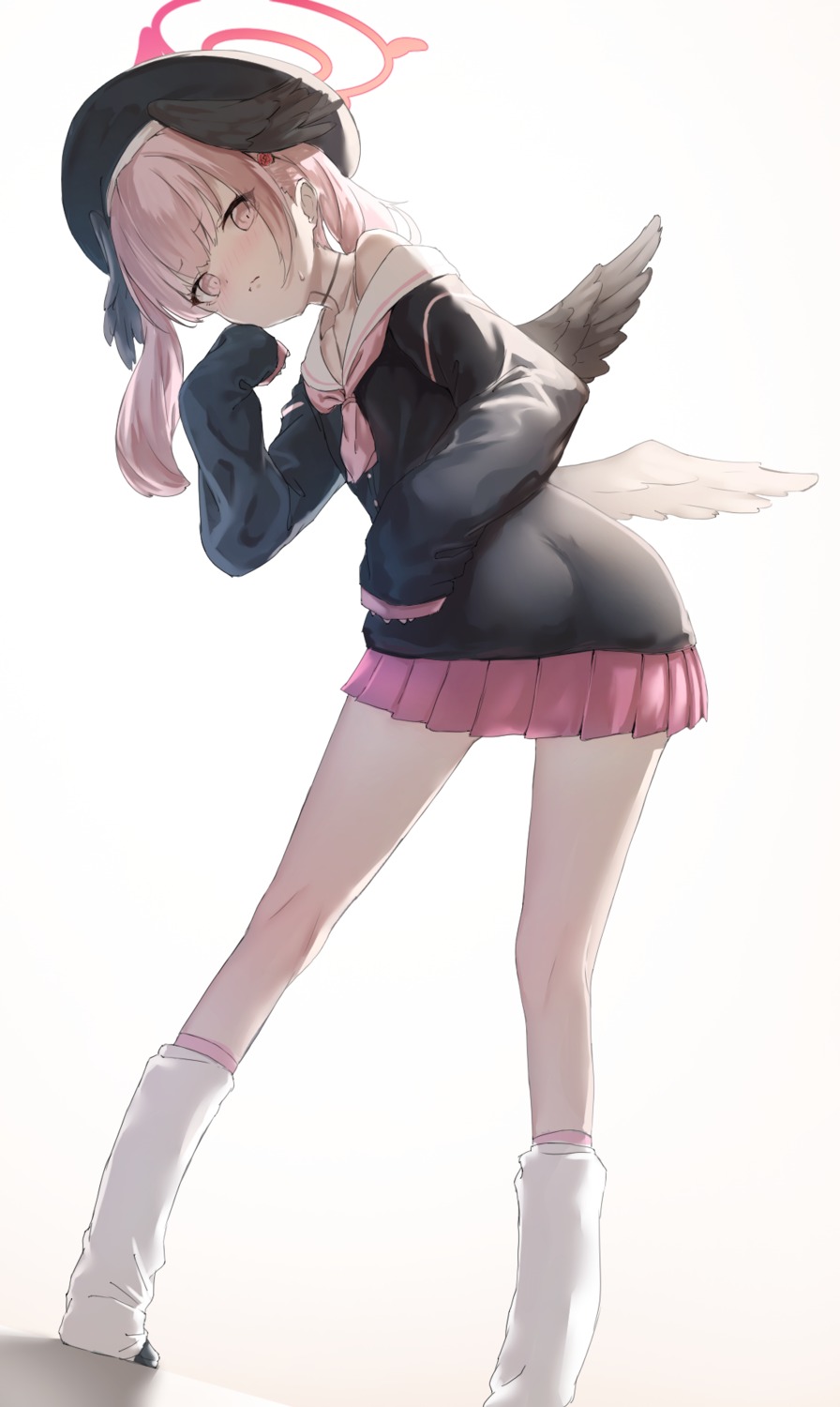 ass, blue_archive, halo, mogurii, seifuku, shimoe_koharu, wings