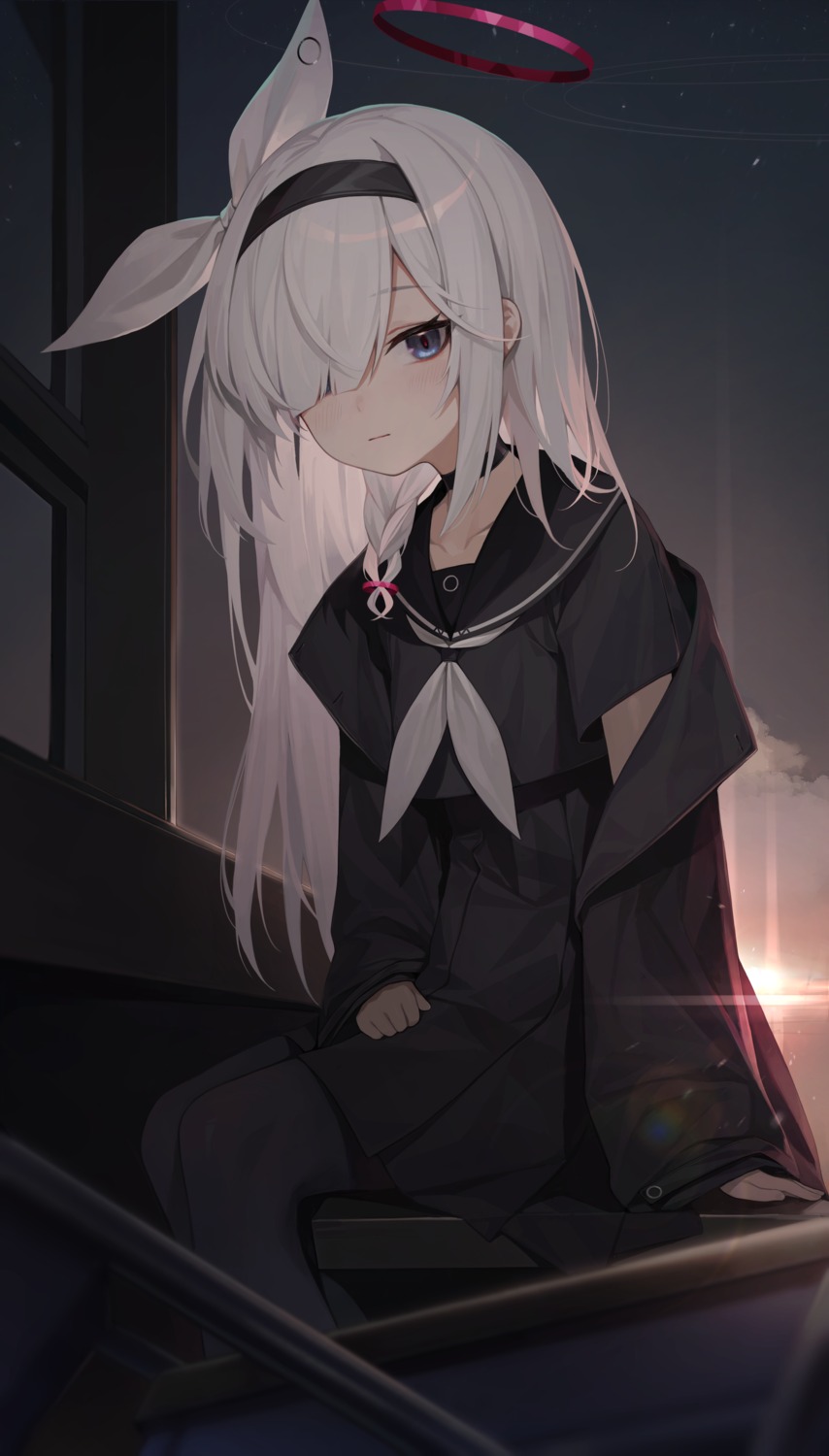 arona_(blue_archive), blue_archive, halo, mokew, pantyhose, plana_(blue_archive), seifuku