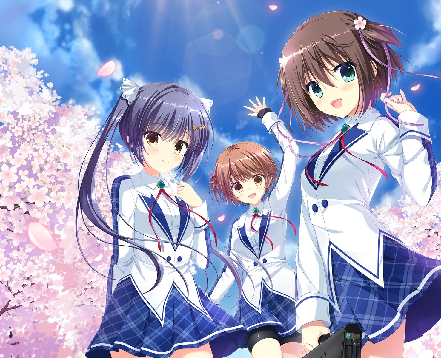 bike_shorts, circus, da_capo_(series), da_capo_iii, hinomoto_aoi, katsuragi_himeno, rukawa_sara, seifuku