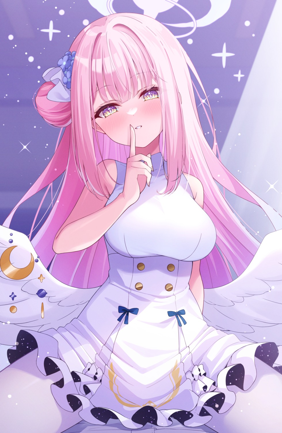 angel, blue_archive, dress, fukemachi, misono_mika, pantyhose, wings