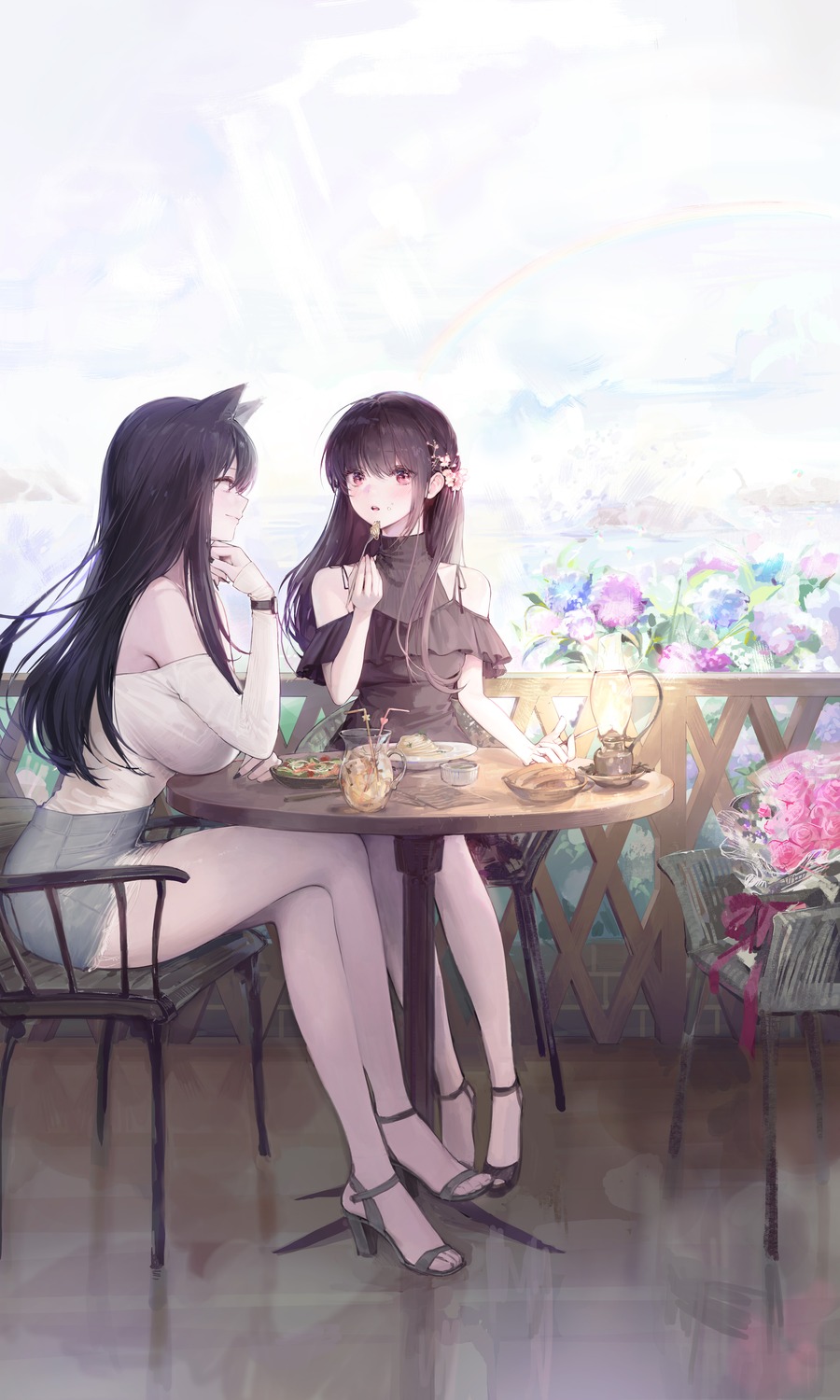 animal_ears, dress, heels, oyabuli
