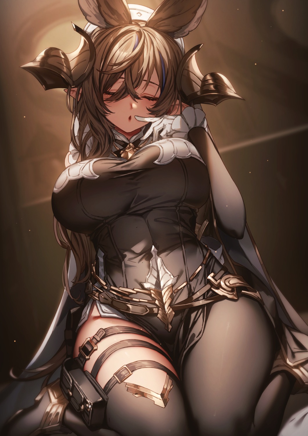 animal_ears, galleon_(granblue_fantasy), garter, genyaky, granblue_fantasy, horns, pointy_ears, thighhighs