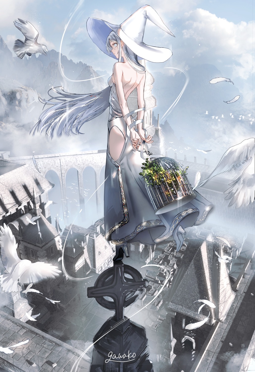 gawako, heels, no_bra, witch