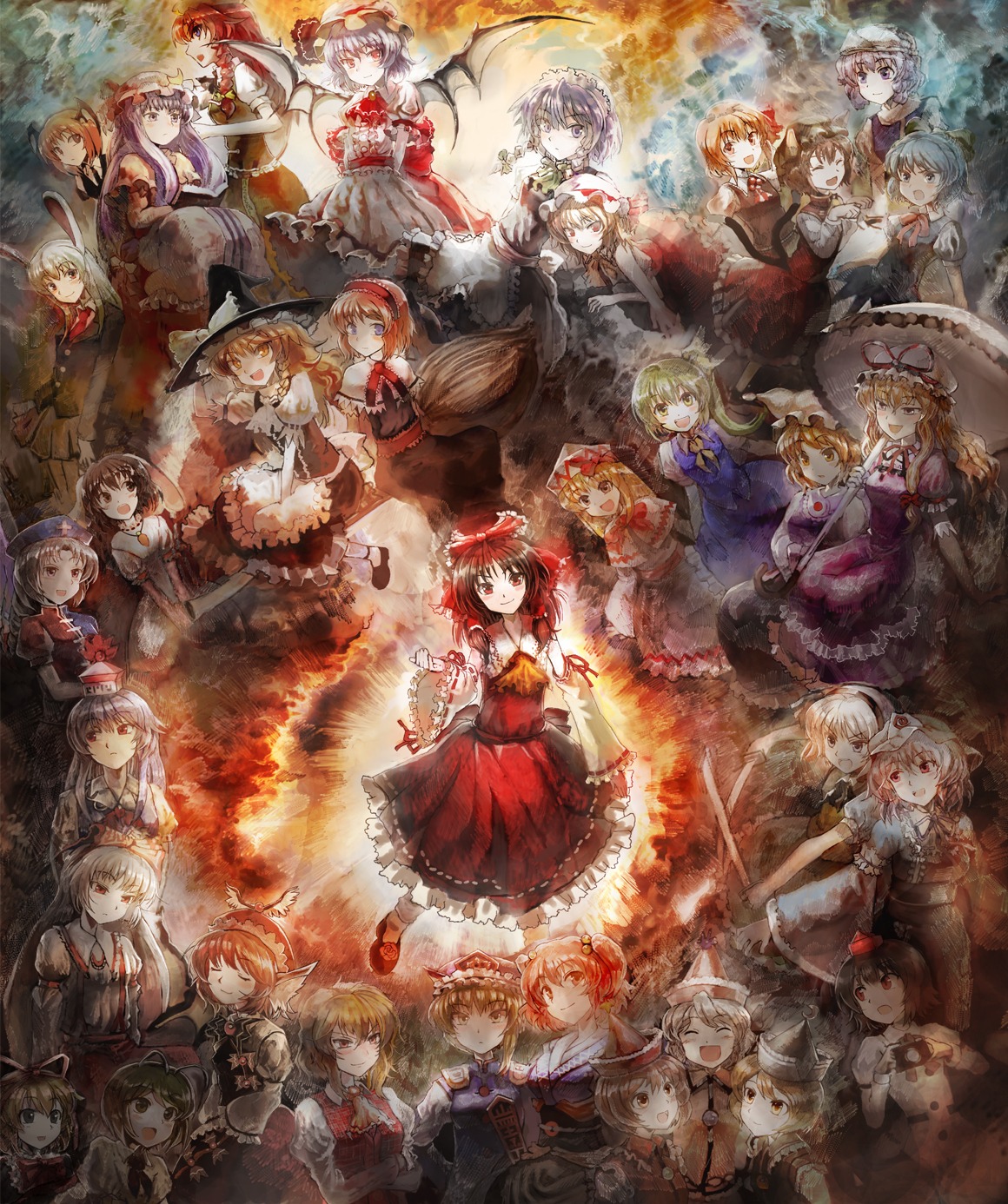 alice_margatroid, asuka_(moto), chen, cirno, daiyousei, flandre_scarlet, fujiwara_no_mokou, hakurei_reimu, hong_meiling, houraisan_kaguya, inaba_tewi, izayoi_sakuya, kamishirasawa_keine, kazami_yuuka, kirisame_marisa, koakuma, konpaku_youmu, letty_whiterock, lily_white, lunasa_prismriver, lyrica_prismriver, medicine_melancholy, merlin_prismriver, mystia_lorelei, onozuka_komachi, patchouli_knowledge, reisen_udongein_inaba, remilia_scarlet, rumia, saigyouji_yuyuko, shameimaru_aya, shikieiki_yamaxanadu, touhou, wriggle_nightbug, yagokoro_eirin, yakumo_ran, yakumo_yukari
