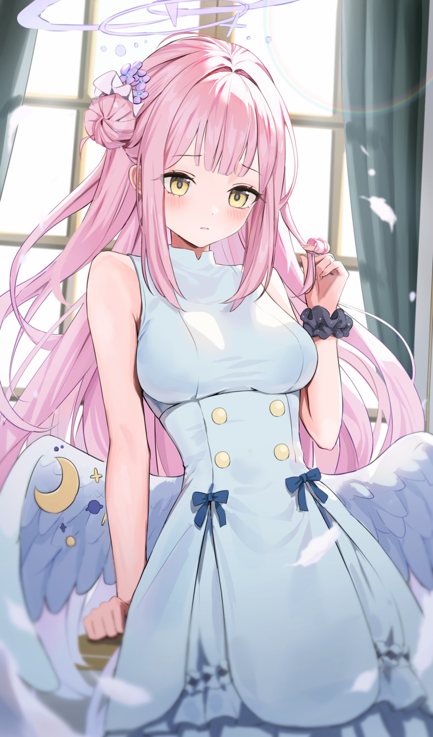 angel, blue_archive, dress, misono_mika, tem_(tempainting1), wings