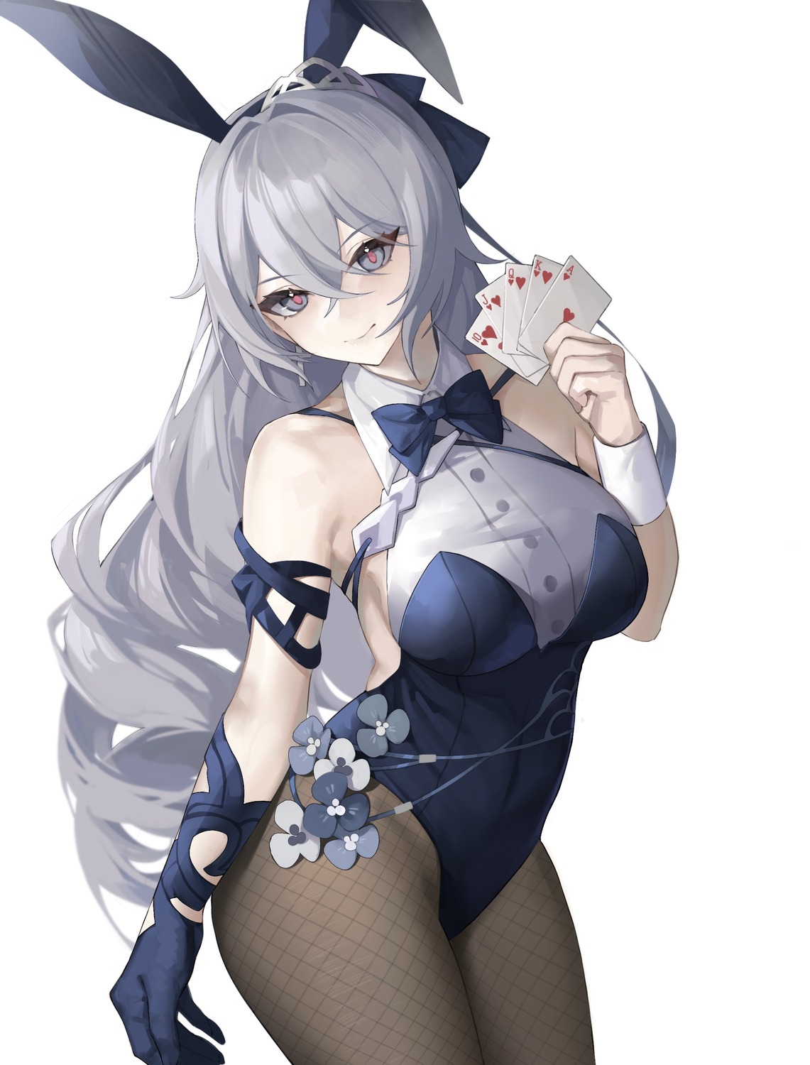 animal_ears, benghuai_xueyuan, bronya_zaychik, bunny_ears, bunny_girl, fishnets, honkai_impact, no_bra, pantyhose, tutou_jiang
