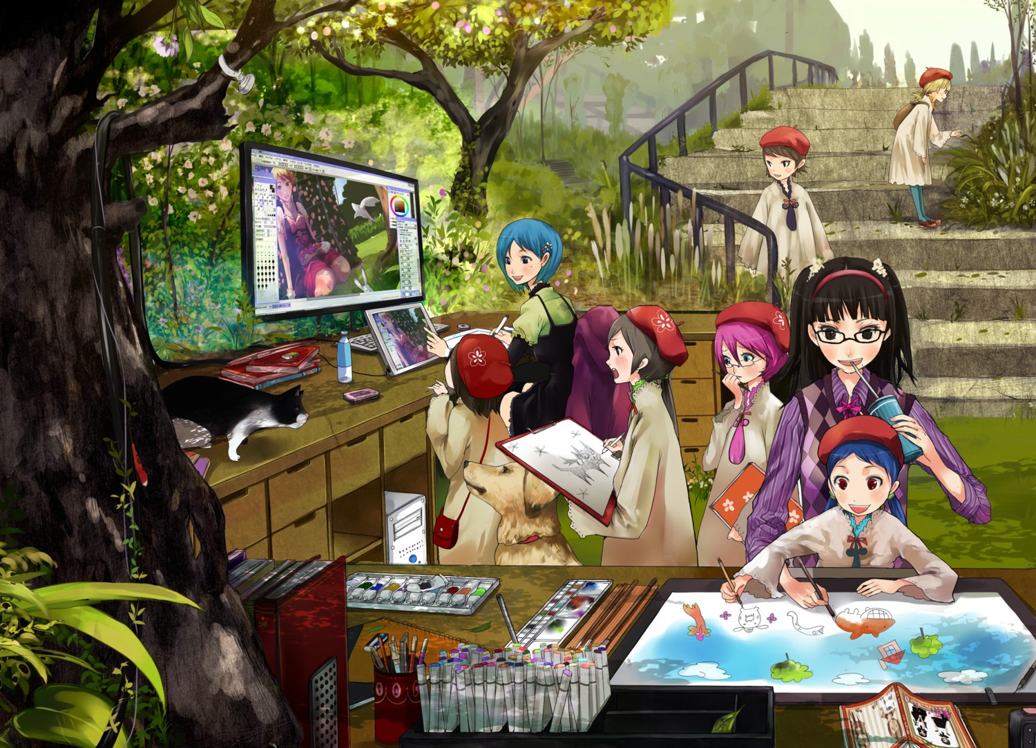 landscape, megane, neko, shigureteki