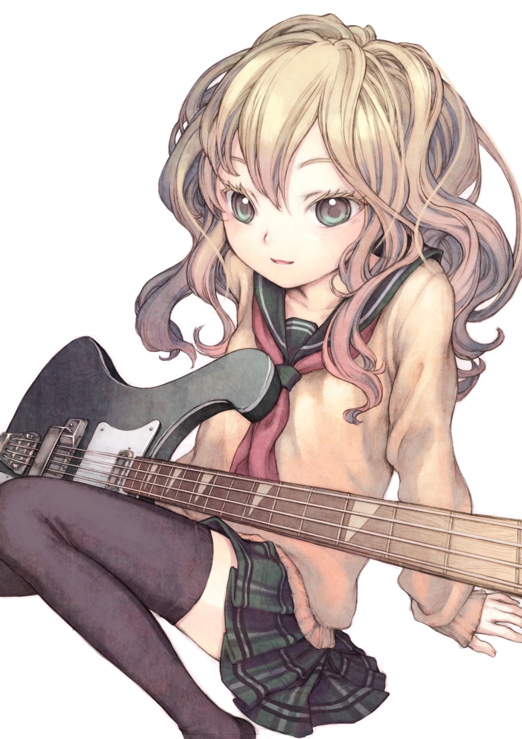 guitar, seifuku, taguchi_shouichi, thighhighs